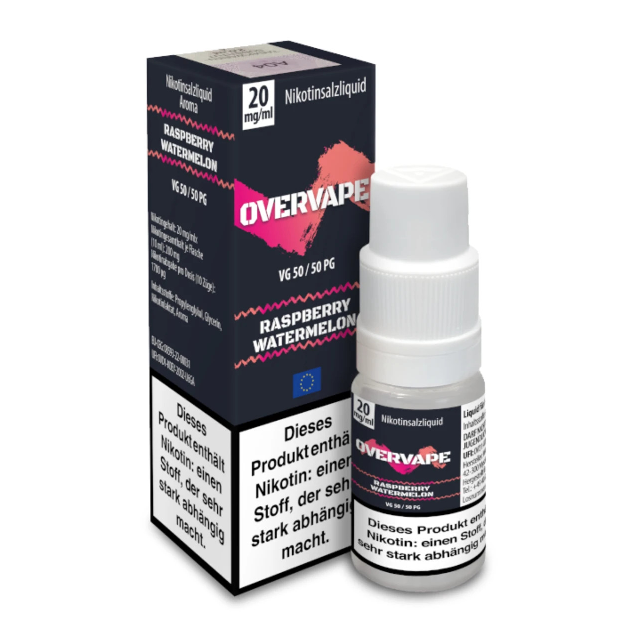 Overvape Himbeere Wassermelone (Raspberry Watermelon) Nikotinsalz, 10ml Overvape Raspberry Watermelon Nikotinsalz Liquid