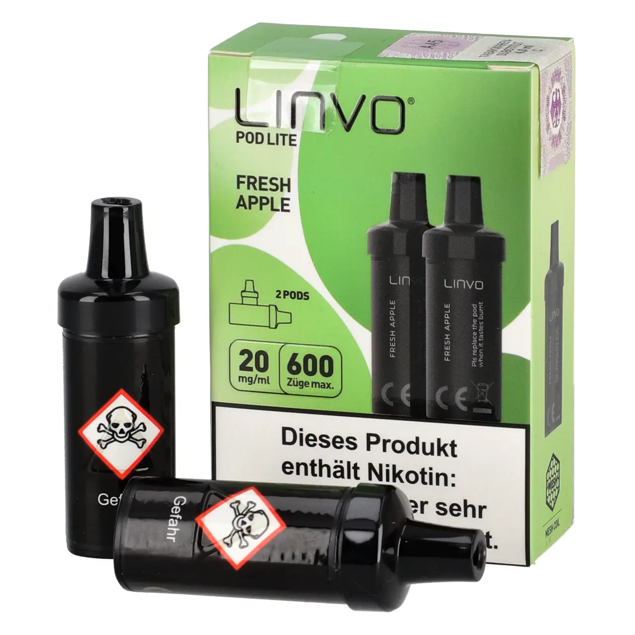 Linvo Pod Lite kühler grüner Apfel (Fresh Apple) 2ml Liquid Pods, 2-er Pack Fresh Apple - Linvo Pod Lite Prefilled Pod - 2er Packung