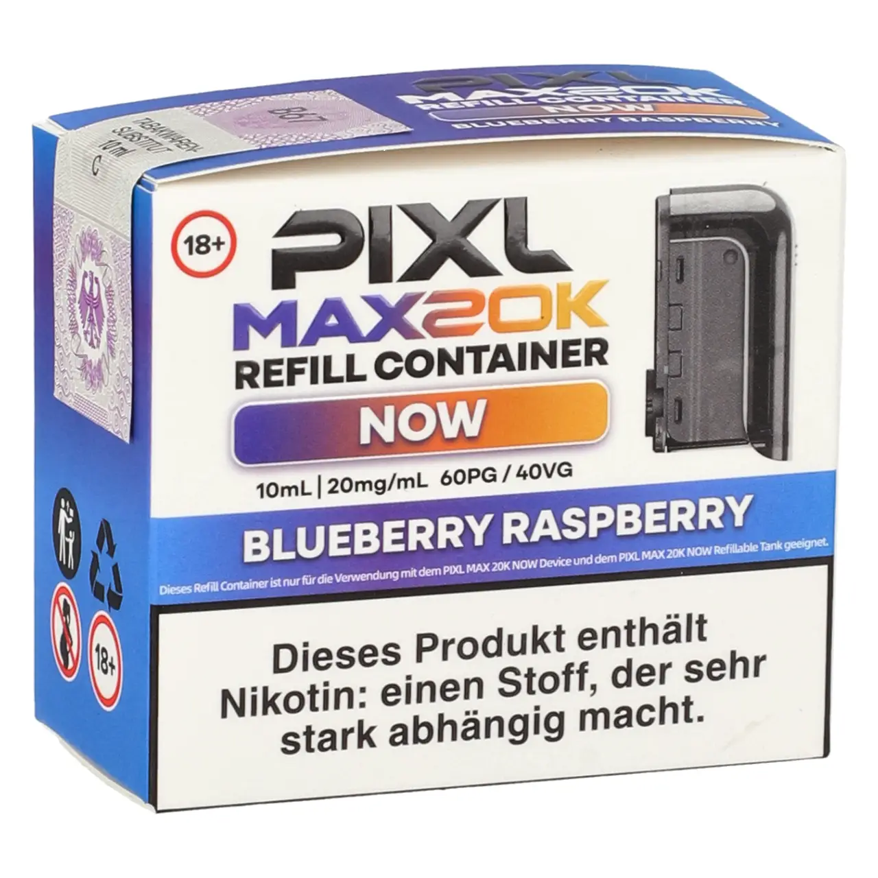 Pixl Max 20K Now Blueberry Raspberry (Blaubeere Himbeere) Refill Container - 10 ml Liquid Tank Pixl Max 20K Now Refill Container Blueberry Raspberry