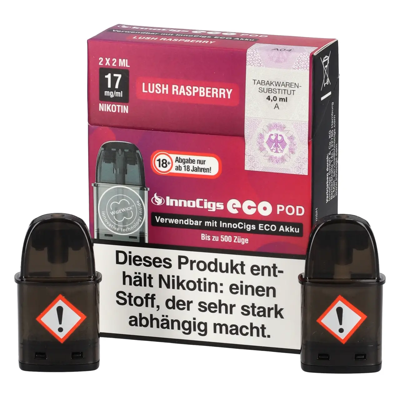 InnoCigs Eco Pod Wassermelone Himbeere (Lush Raspberry) Liquid 2ml, 2-er Pack Lush Raspberry - Innocigs Eco Pod befüllt mit 2ml Liquid - für ECO Akku - 2er Packung
