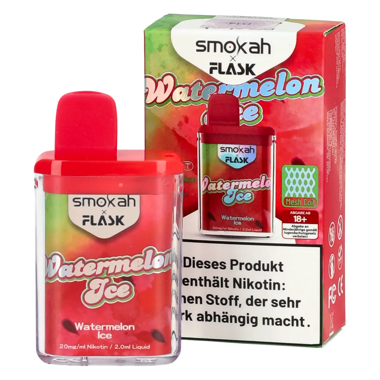 Smokah x Flask Pocket Wassermelone Ice (Watermelon Ice) Einweg Vape Watermelon Ice - Smokah x Flask Pocket Einweg Vape