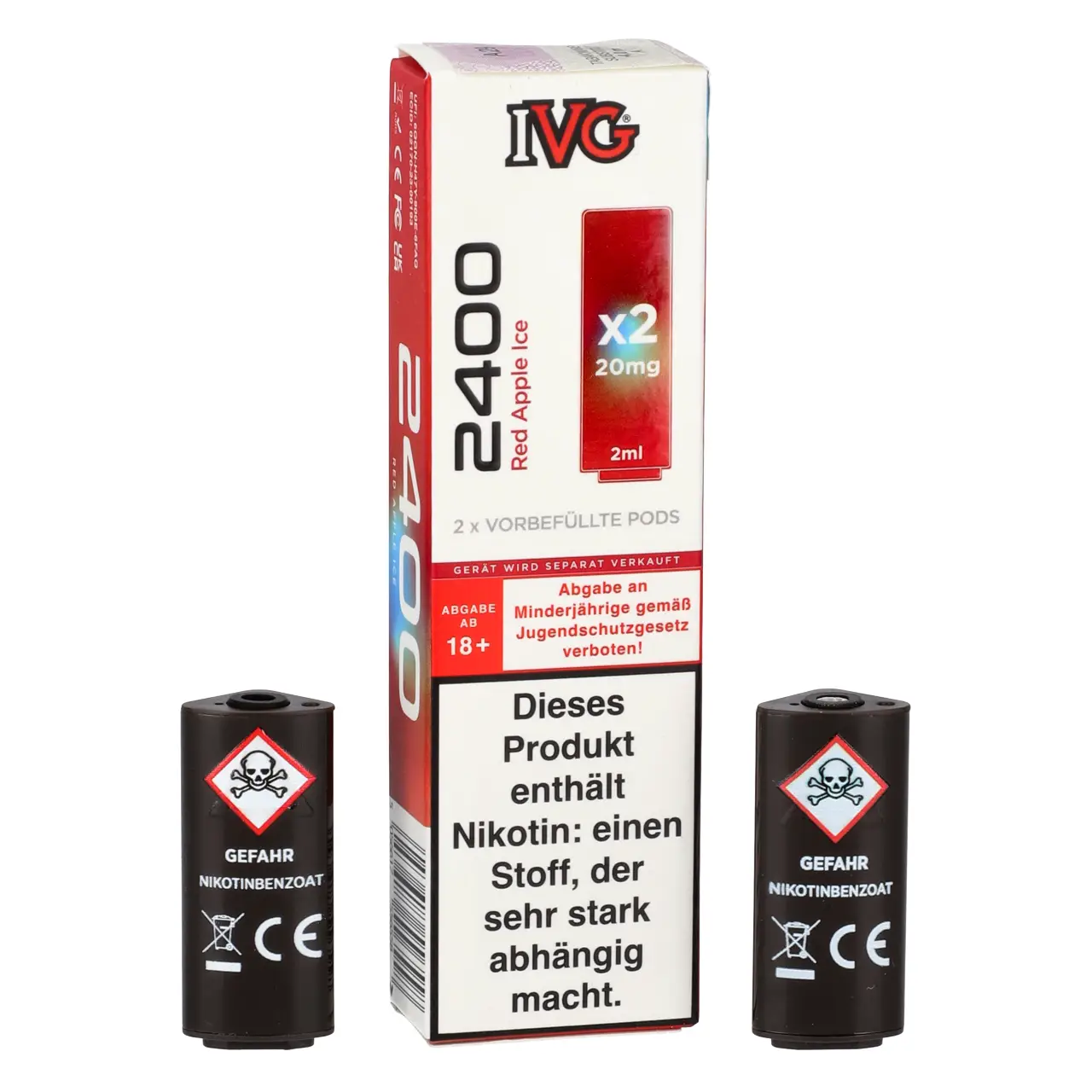 Red Apple Ice - IVG 2400 vorbefüllte Pods für Mehrweg Vape - 2er Packung