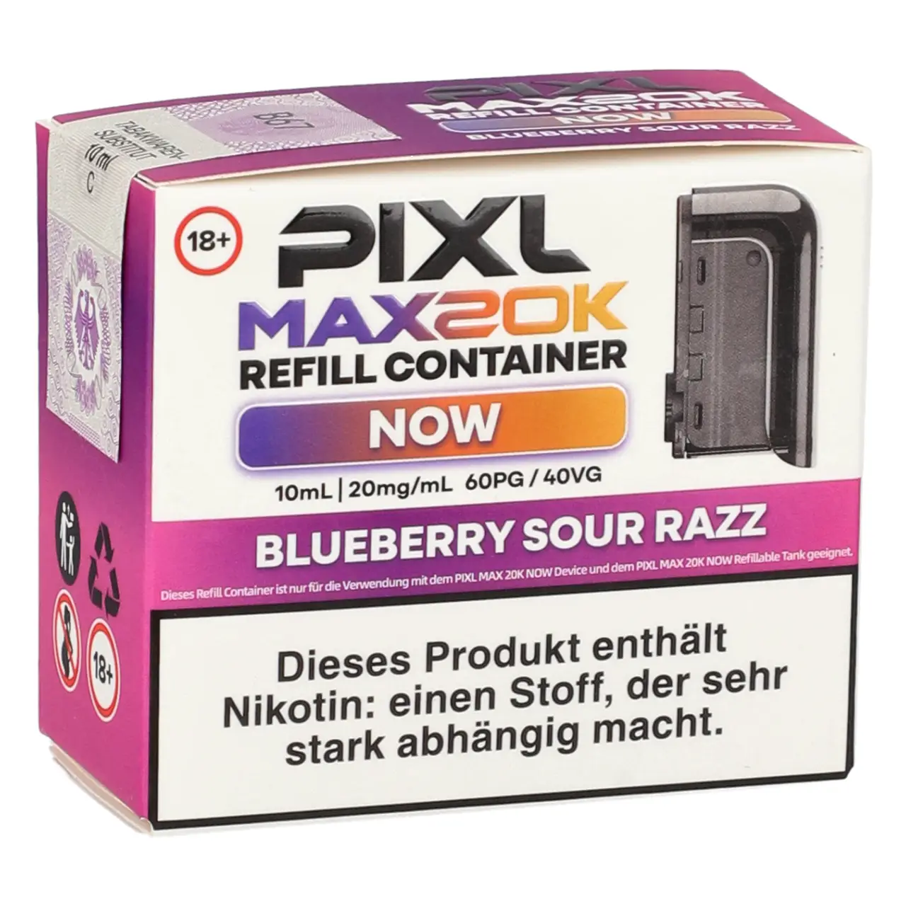 Pixl Max 20K Now Refill Container Blueberry Sour Razz