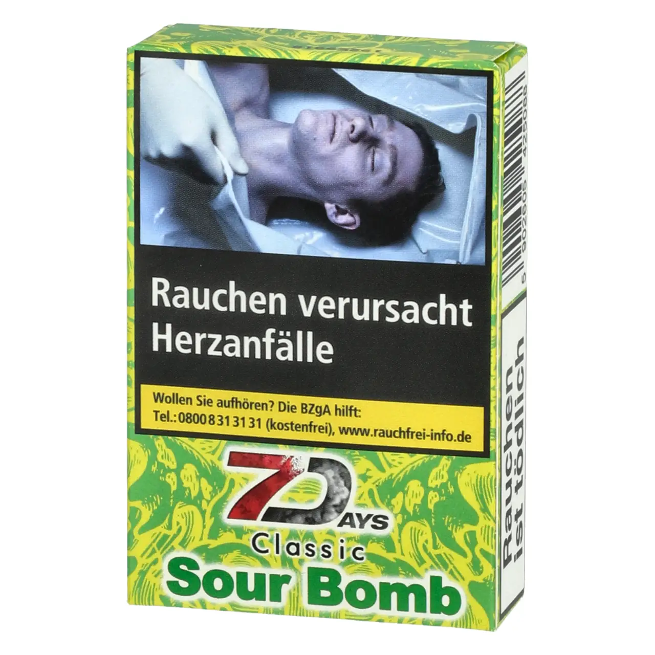 7 Days Classic Zitrone Apfel (Sour Bomb) Shisha Tabak, 25g 7 Days Classic Shisha Tabak Sour Bomb - Zitrone Apfel - 25g