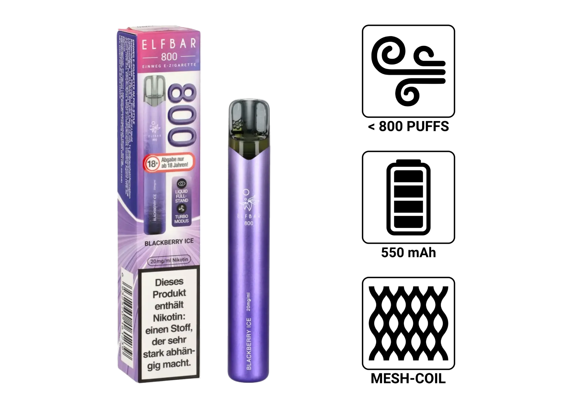 Einweg E Zigarette Elfbar 800 Blackberry Ice