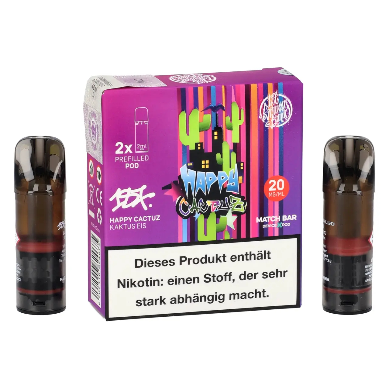 187 Strassenbande POD Happy Cactuz - Kaktusfeige Eiscreme - 2ml Liquid, 2er Pack 187 Pods Happy Cactuz im 2er Pack