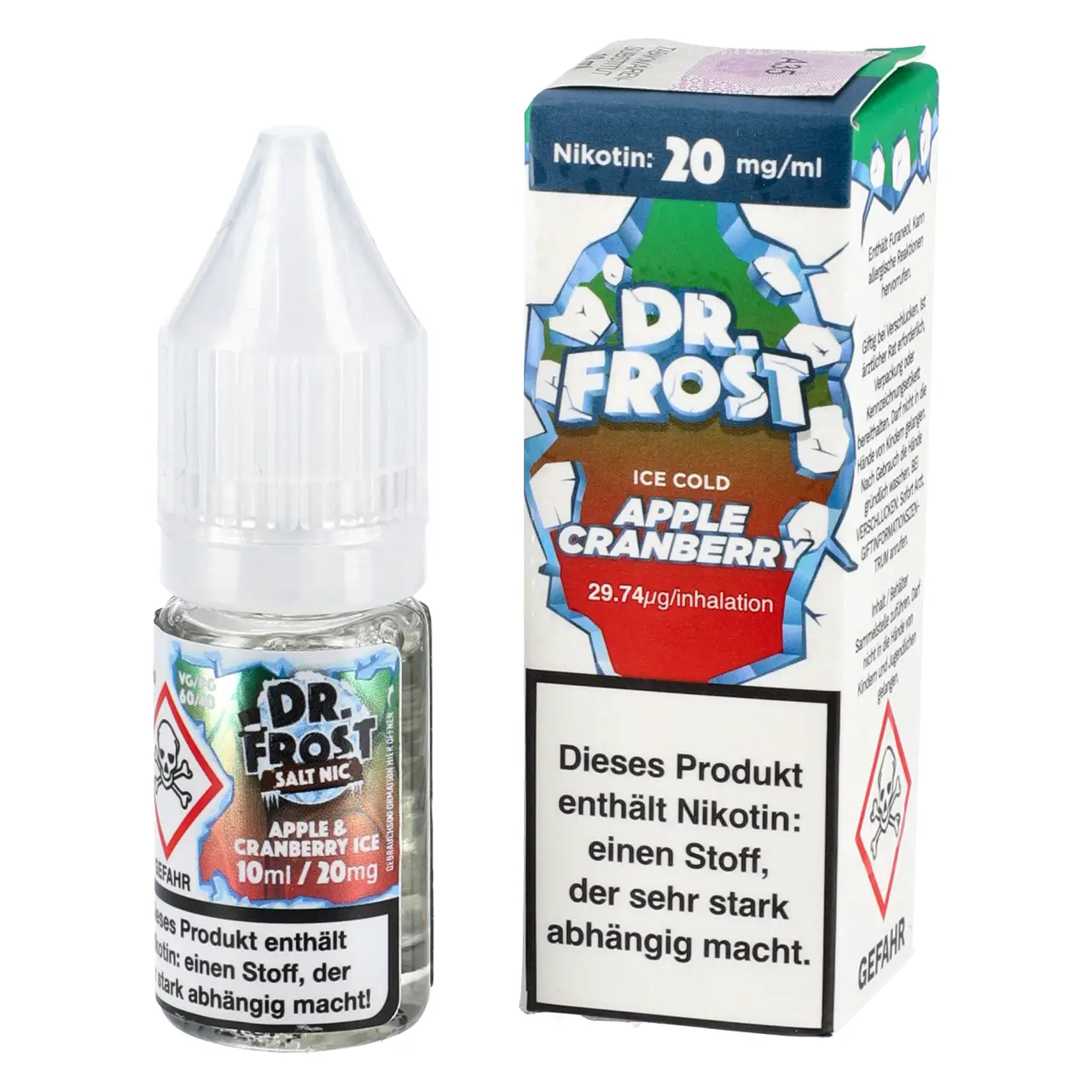 Ice Cold Apple Cranberry - Dr. Frost Nikotinsalz Liquid für Mehrweg Vape - 10ml