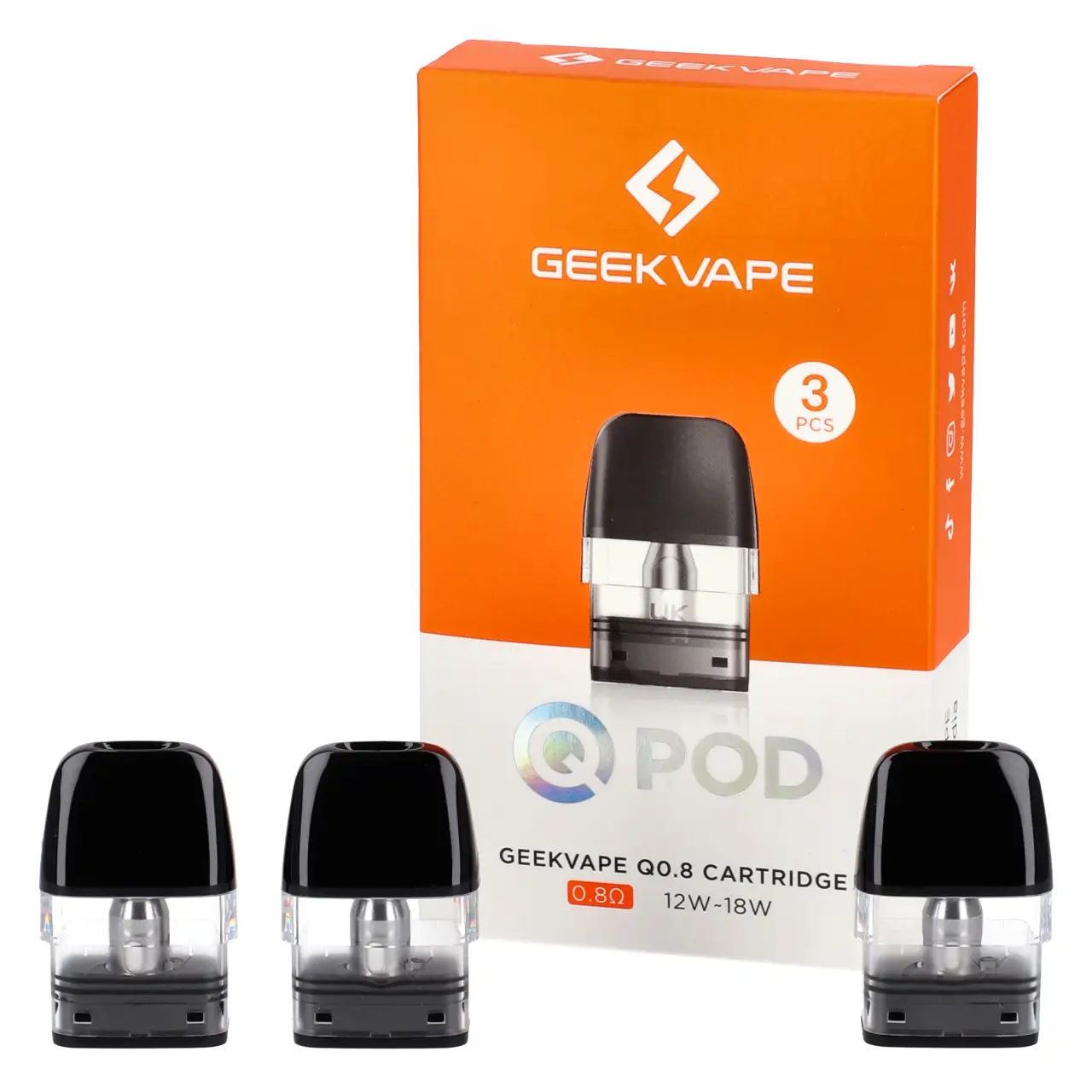 GeekVape Q Pod Cartridge 2ml mit Verdampferkopf, 3-er Packung Geekvape Wenax Q Ersatz Pods 0,8 Ohm