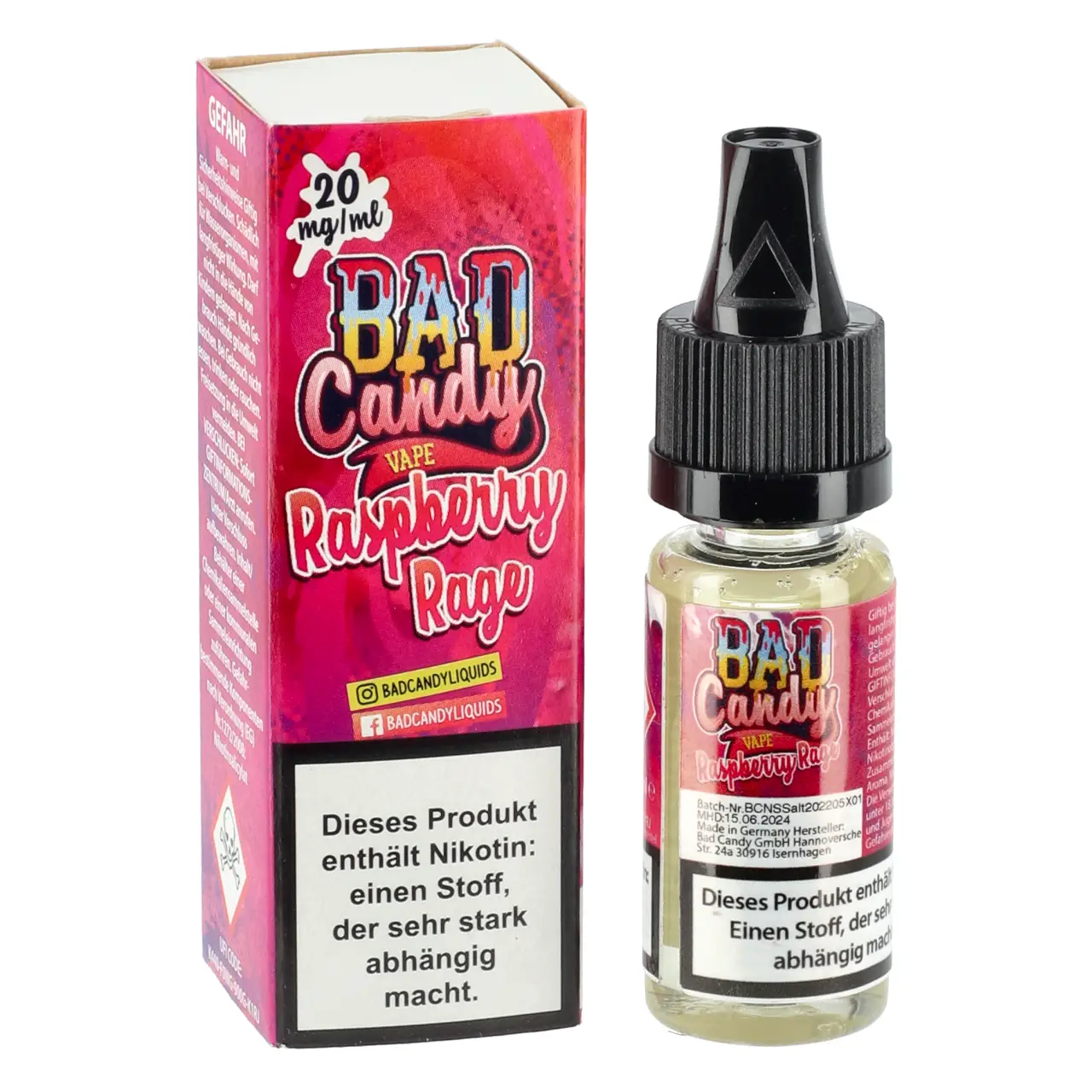 Raspberry Rage - Bad Candy Vape Nikotinsalz Liquid für Mehrweg Vape - 10ml