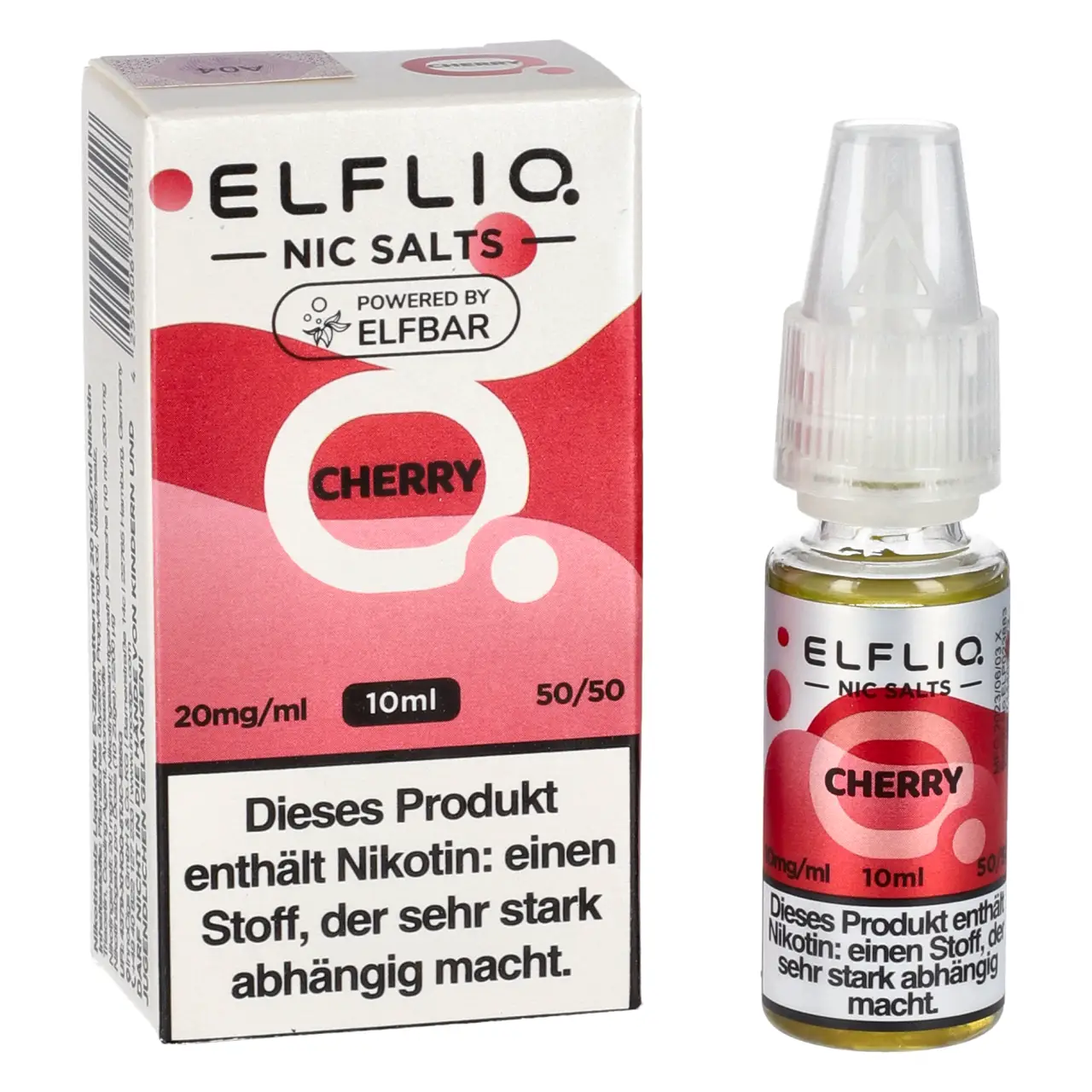 Elfliq Kirsche (Cherry) Nikotinsalz Liquid, 10ml Cherry - Elfliq by Elfbar Nikotinsalz Liquid für Mehrweg Vape - 10ml