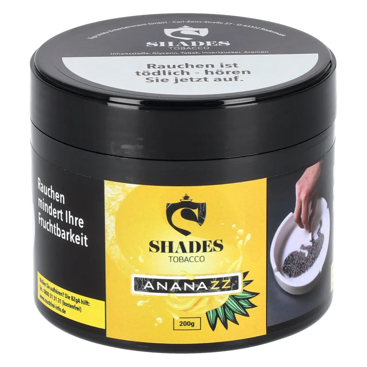 Shades Shisha Tabak Ananazz in der 200g Dose Shades Shisha Tabak Ananazz in der 200g Dose