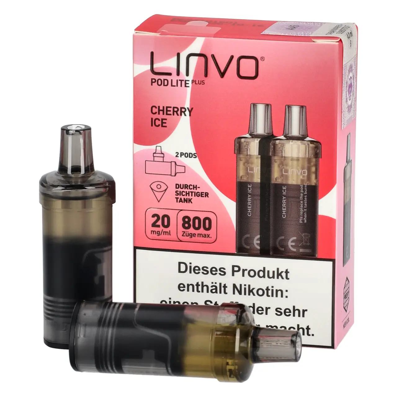 Linvo Pod Lite Plus Kirsche Ice (Cherry Ice) 2ml Liquid Pods, 2-er Pack Cherry Ice - Linvo Pod Lite Plus Prefilled Pod - 2er Packung