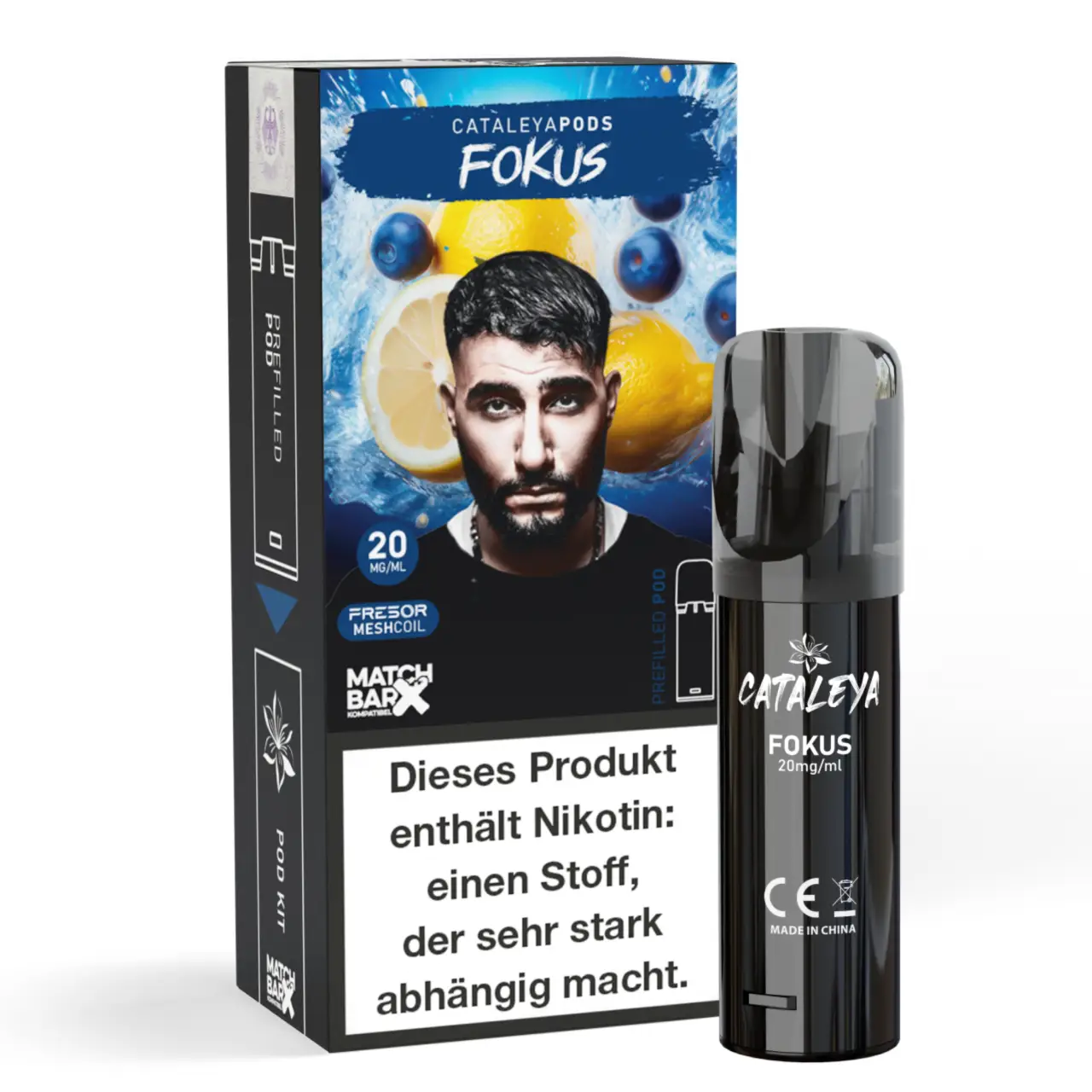 Cataleya POD Zitrone Blaubeere (Fokus) Prefilled mit 2ml Liquid Fokus - Cataleya by Samra Prefilled Pod für Mehrweg Vape - befüllt mit 2ml Liquid - MatchBar X kompatibel