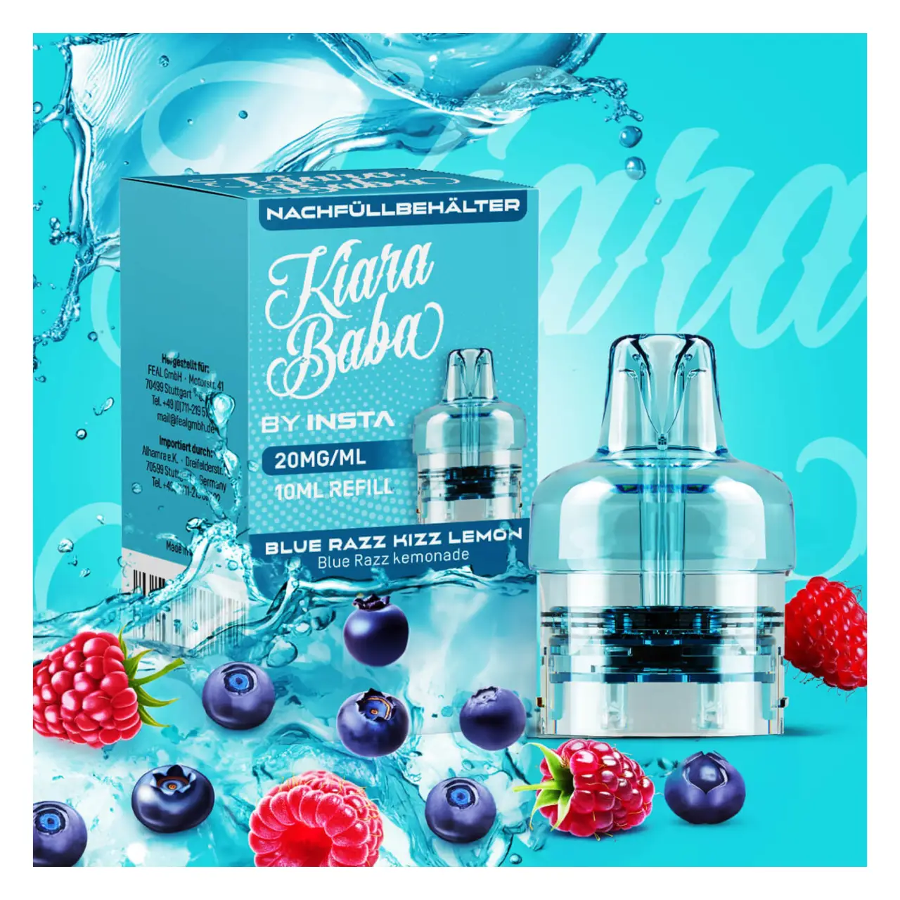 Kiara Baba 10K - Blue Razz Kizz Lemon - Blaubeere Himbeere Limonade - Refill Container mit 10ml Liquid Kiara Baba - Blue Razz Kizz