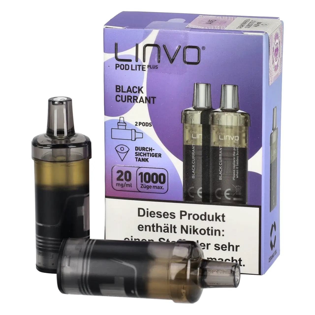 Linvo Pod Lite Plus schwarze Johannisbeere (Black Currant) 2ml Liquid Pods, 2-er Pack Black Currant - Linvo Pod Lite Plus Prefilled Pod - 2er Packung
