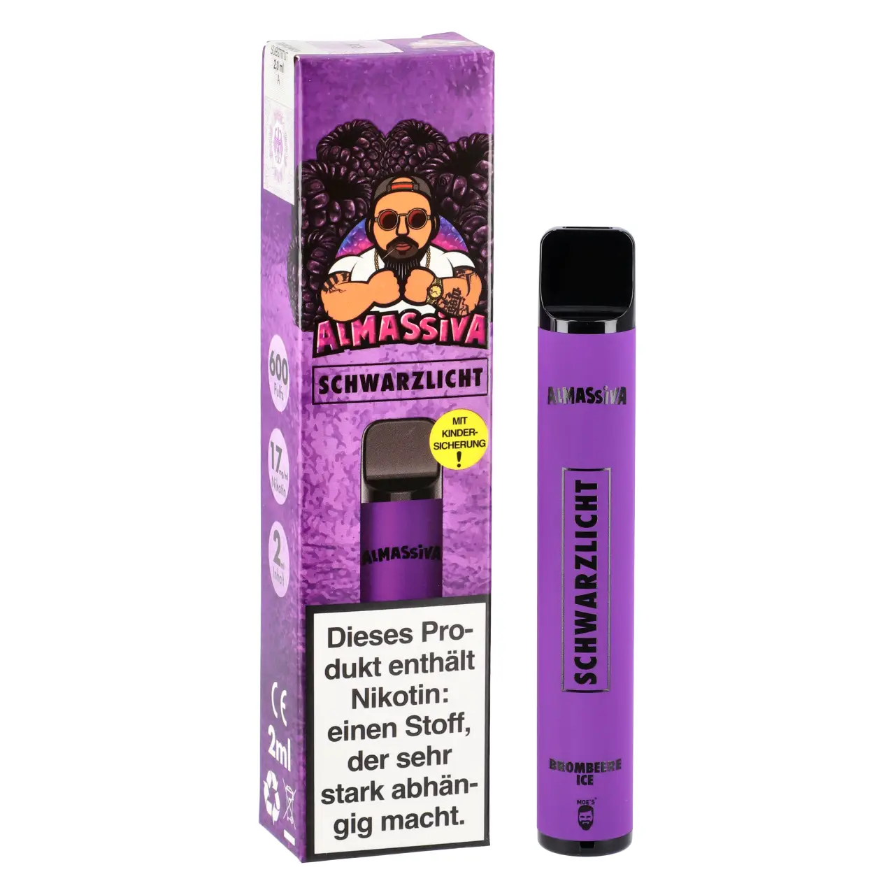 Almassiva Vape Brombeere Ice (Schwarzlicht) Einweg E-Shisha, 2ml Schwarzlicht - Almassiva Einweg Vape