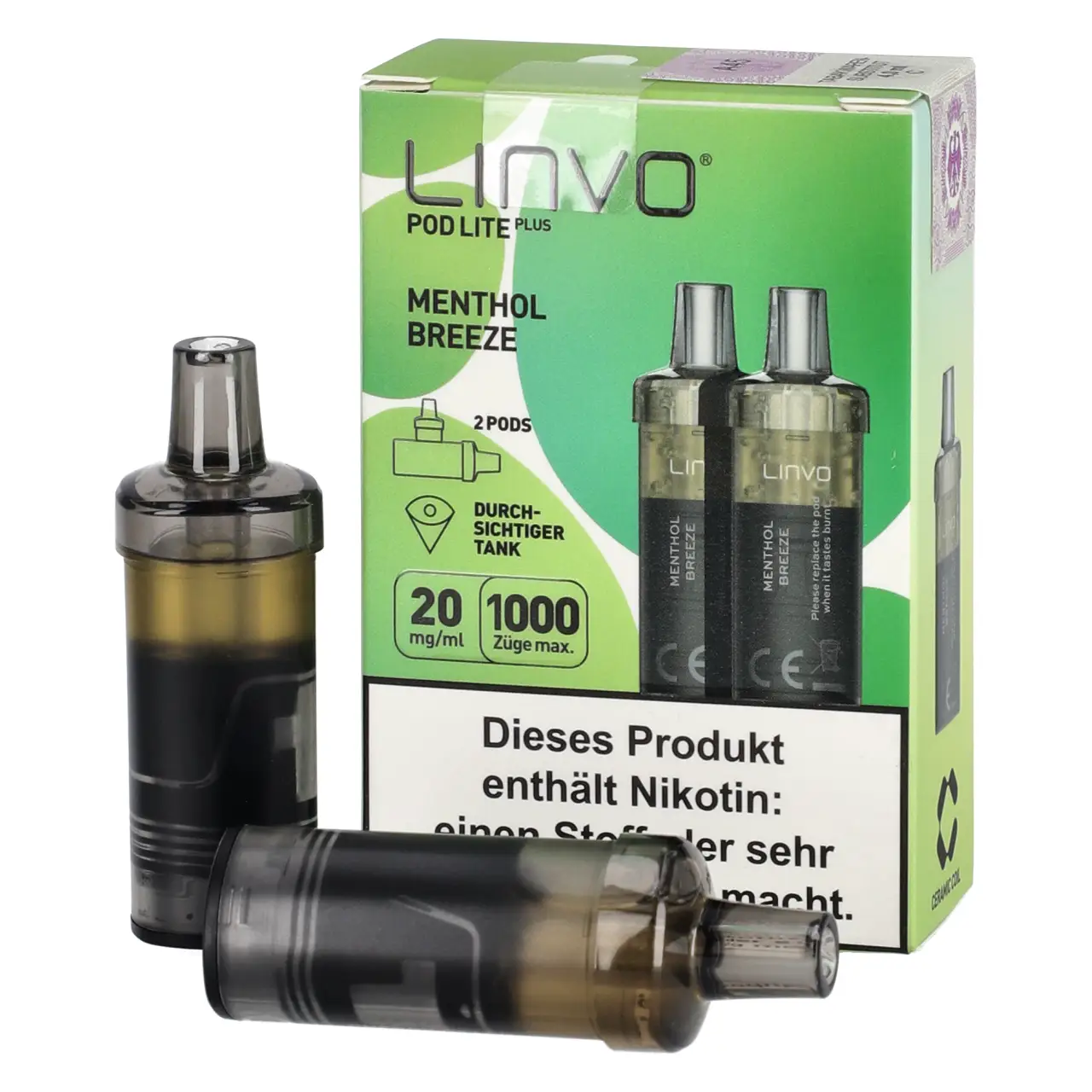 Linvo Pod Lite Plus Menthol (Menthol Breeze) 2ml Liquid Pods, 2-er Pack Menthol Breeze - Linvo Pod Lite Plus Prefilled Pod - 2er Packung