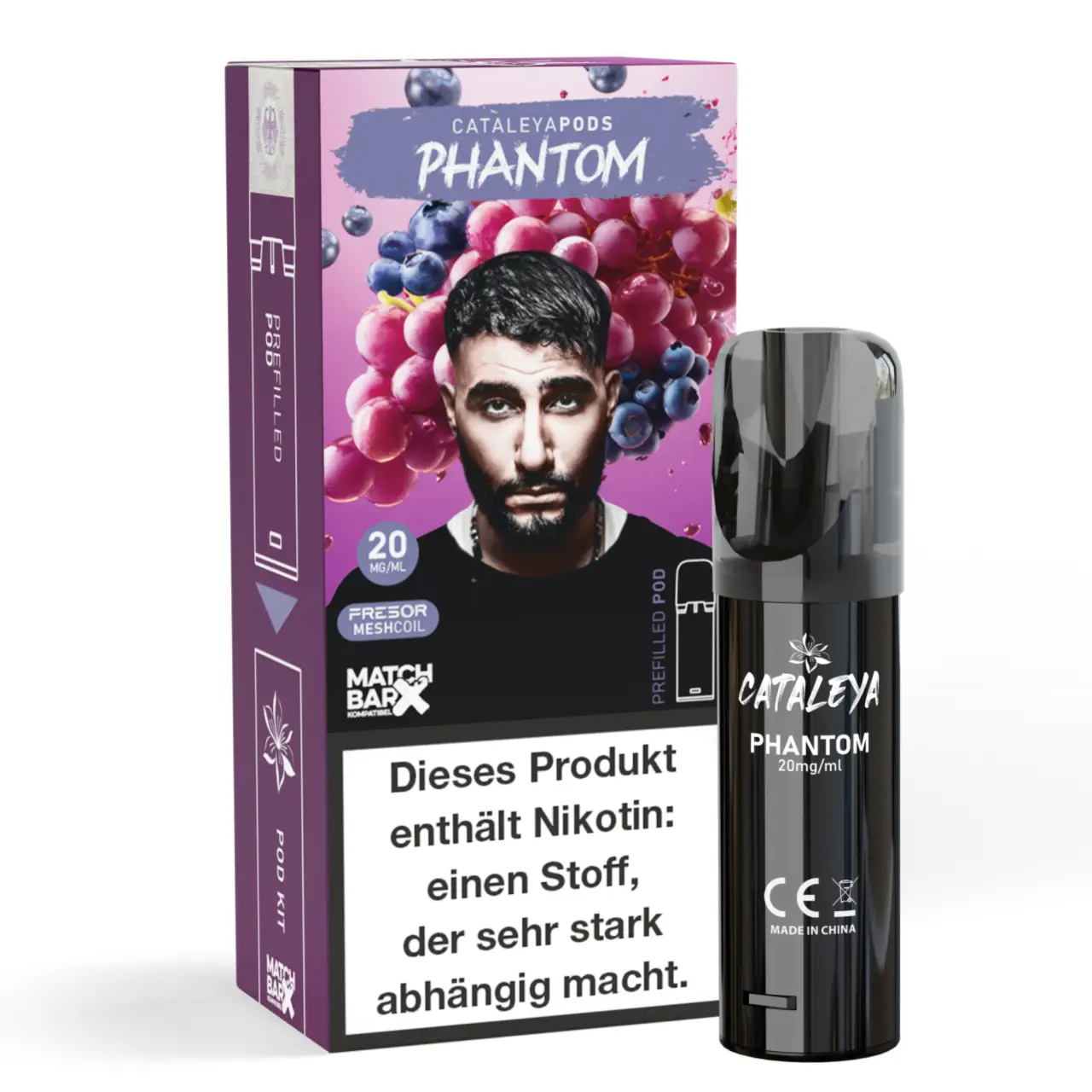 Cataleya POD Traube Blaubeere (Phantom) Prefilled mit 2ml Liquid Phantom - Cataleya by Samra Prefilled Pod für Mehrweg Vape - befüllt mit 2ml Liquid - MatchBar X kompatibel