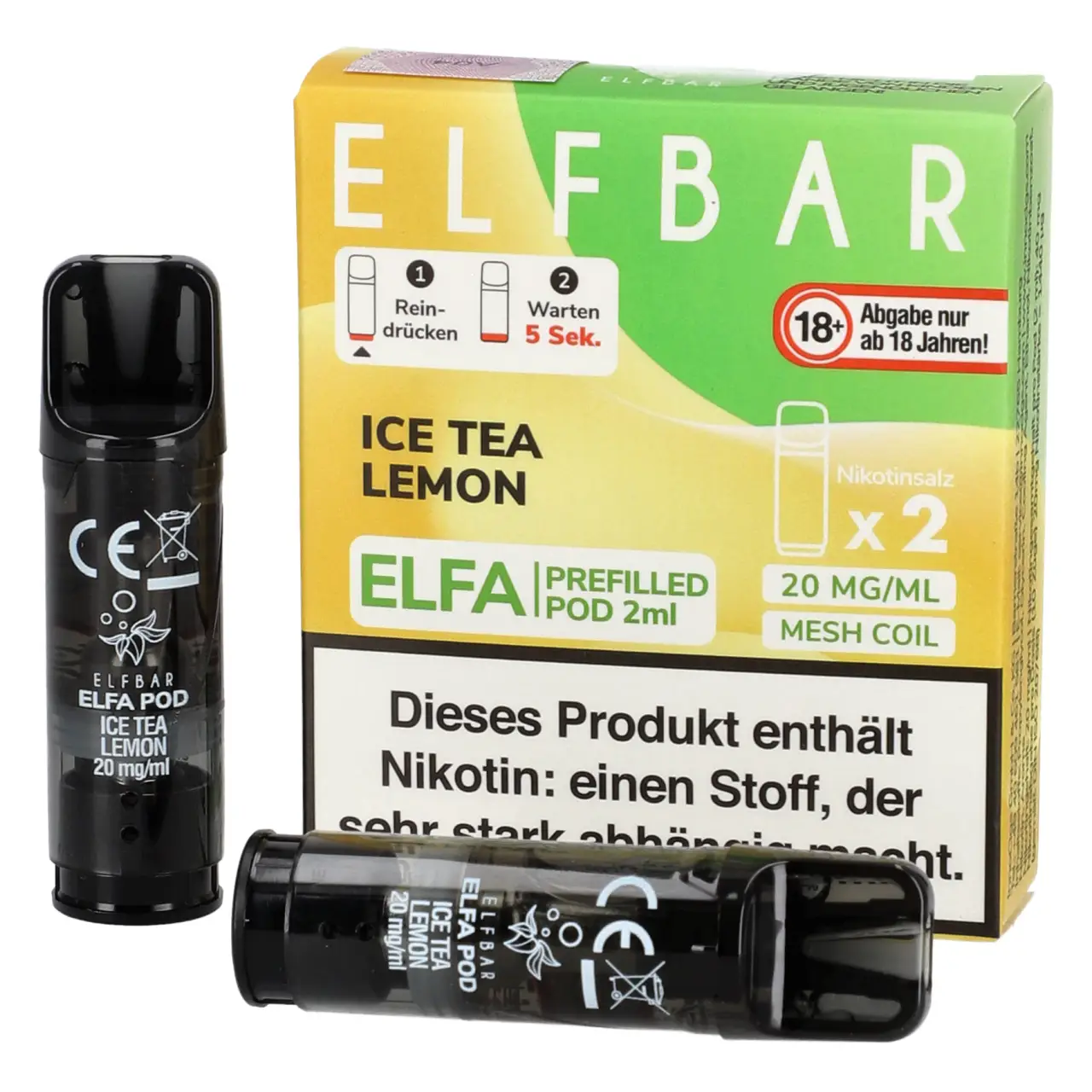 Elf Bar ELFA Pod Eistee Zitrone (Ice Tea Lemon), 2ml Liquid, 2-er Pack