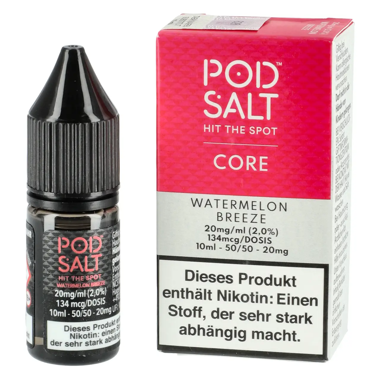 Pod Salt Core kühle Wassermelone (Watermelon Breeze) Nikotinsalz Liquid, 10ml Watermelon Breeze - Pod Salt Core Nikotinsalz Liquid Flasche 10ml
