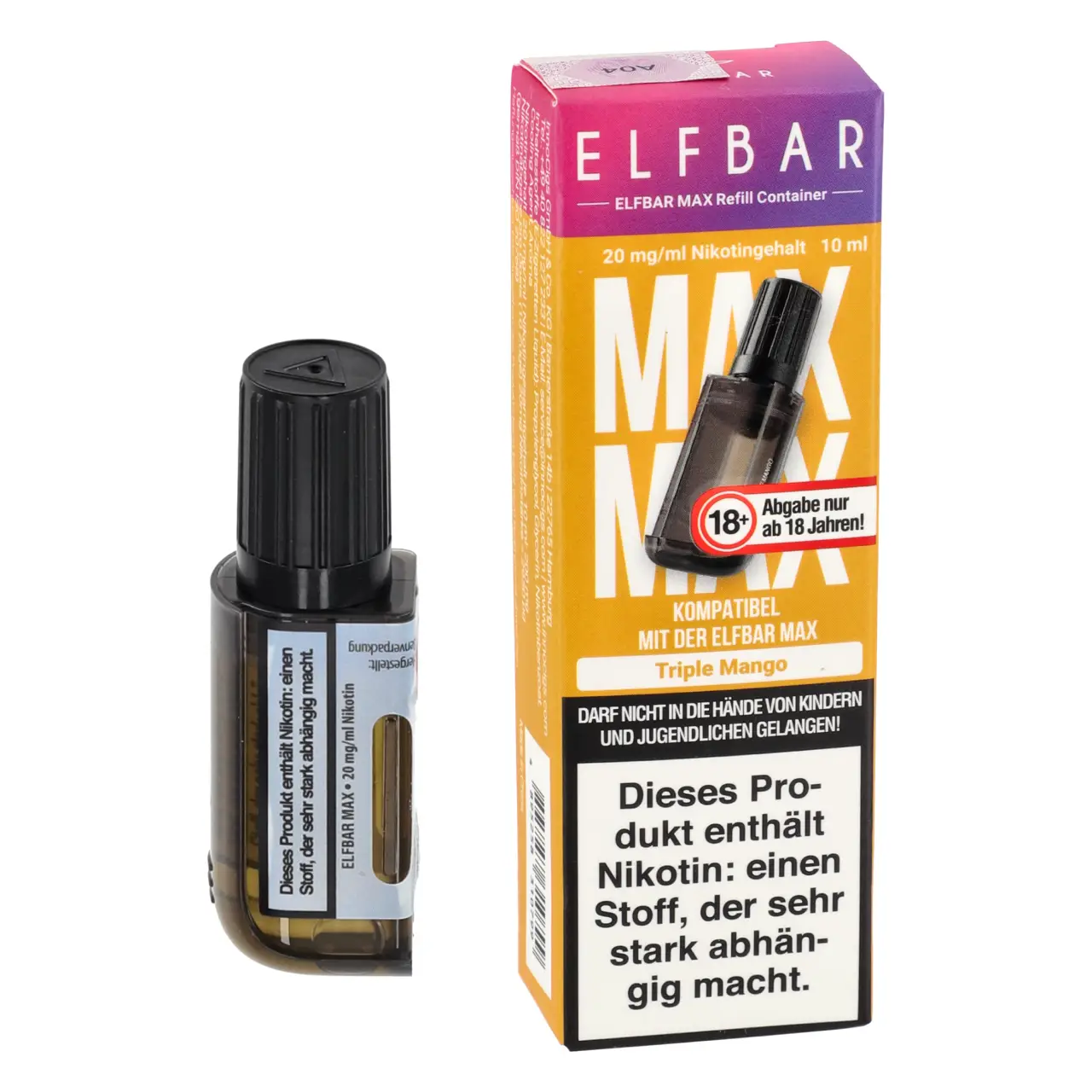 Elfbar MAX Triple Mango Refill Container mit 10ml Liquid Elfbar MAX Triple Mango Liquid Refill Container