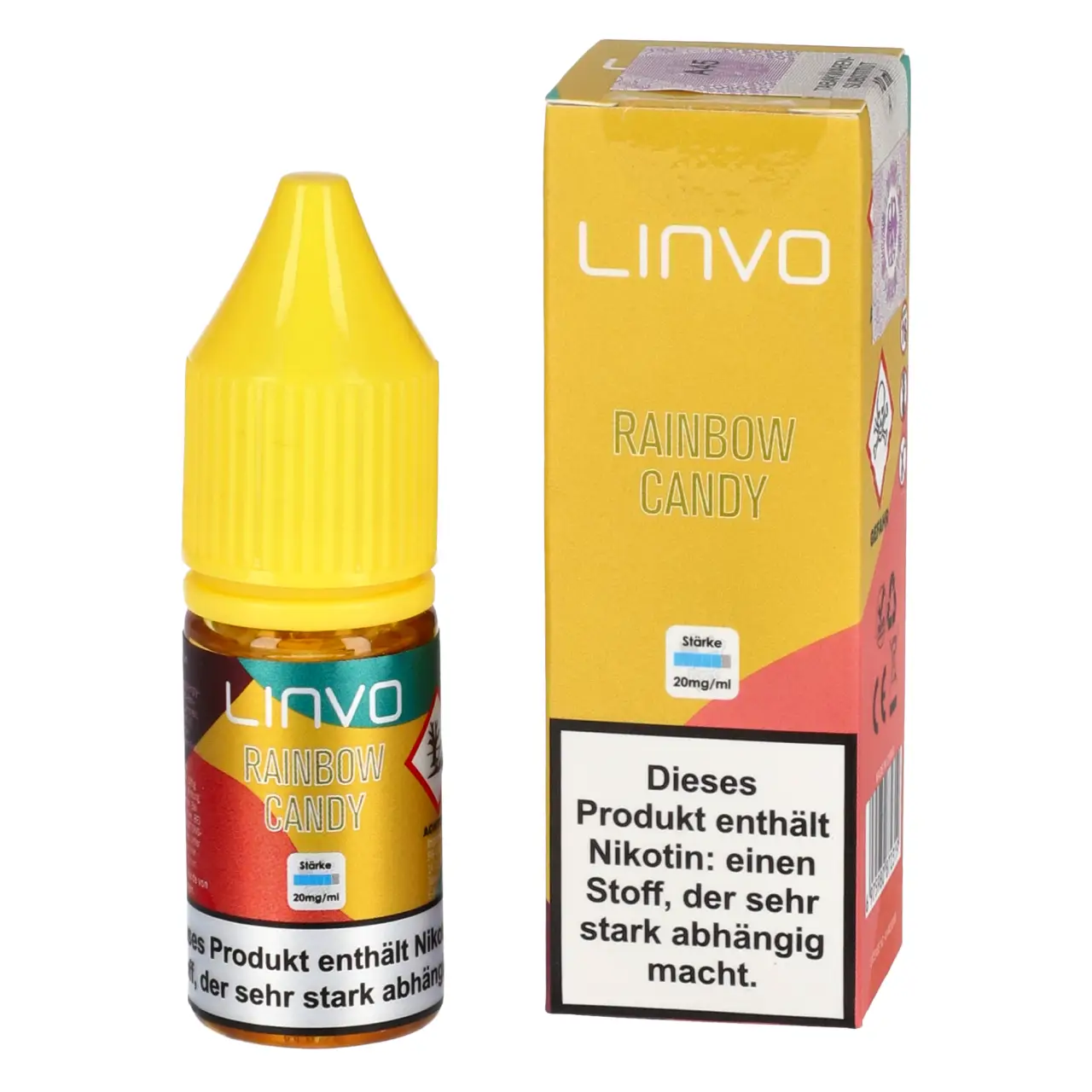 Linvo Liquid Früchtemix Bonbon (Rainbow Candy) Nikotinsalz, 10ml Rainbow Candy - Linvo Nikotinsalz Liquid für Mehrweg Vape - 10ml