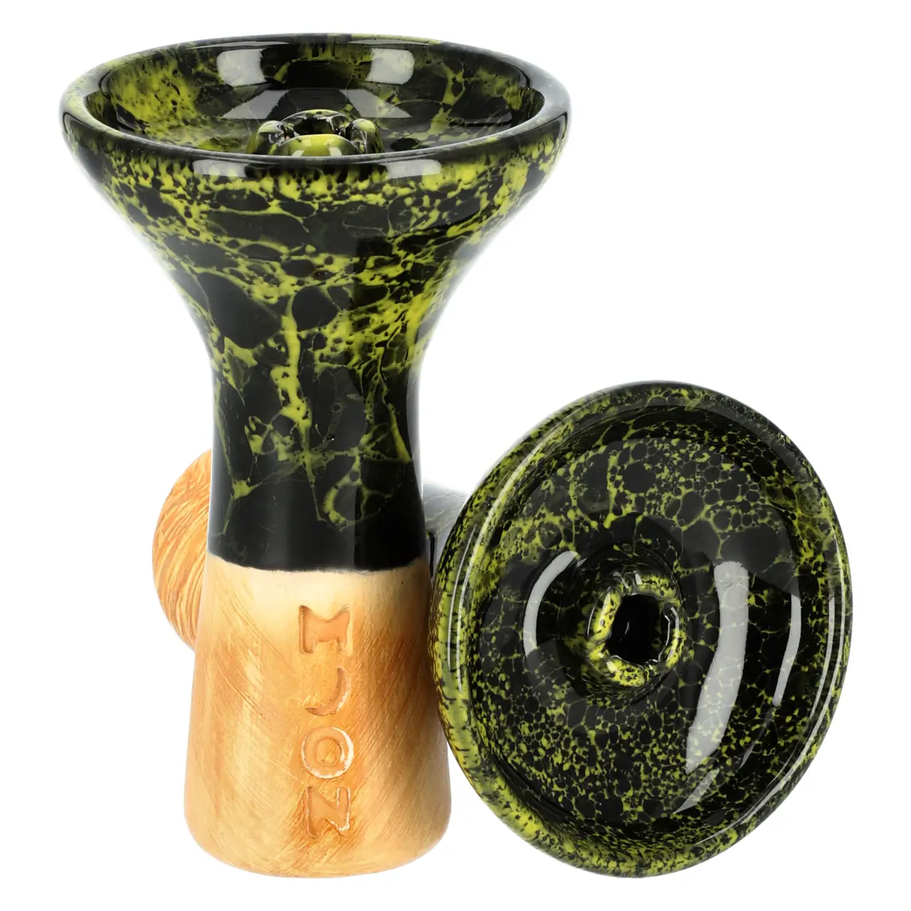 Moon Phunnel Marble Yellow Black Tabakkopf Einloch Moon Phunnel Tabakkopf Marble Yellow Black von Vorne