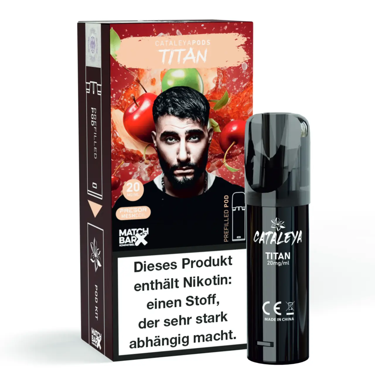 Cataleya POD Apfel Kirsche (Titan) Prefilled mit 2ml Liquid Titan - Cataleya by Samra Prefilled Pod für Mehrweg Vape - befüllt mit 2ml Liquid - MatchBar X kompatibel
