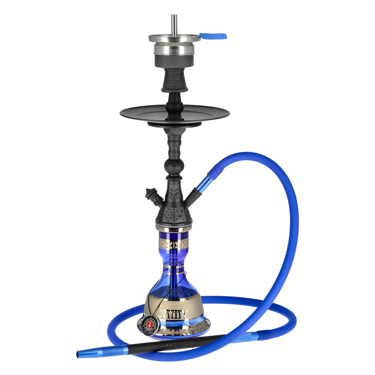 Amy Harfi Shisha Oriental, Blau-Gold / Schwarz, 47 cm hoch
