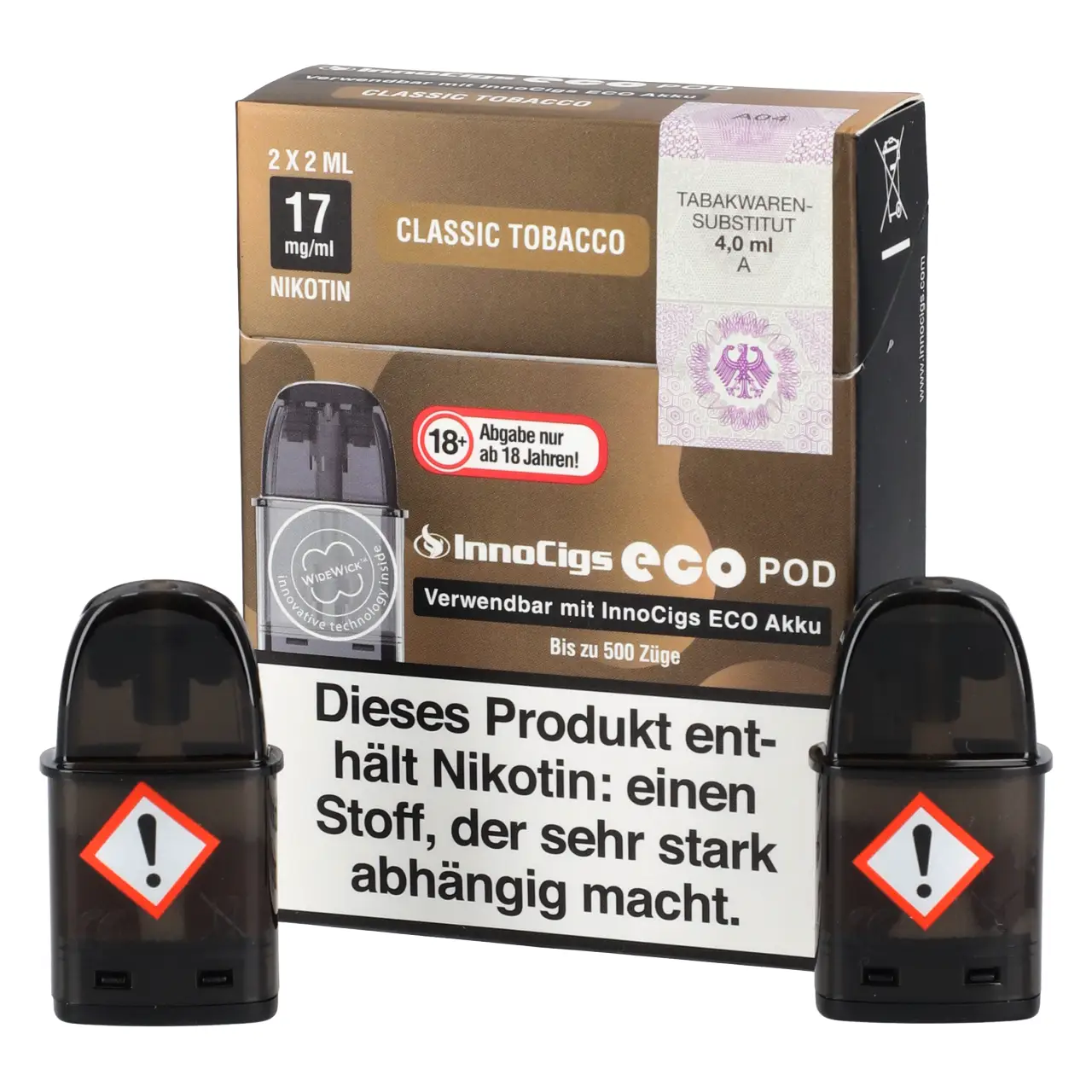 Classic Tobacco - Innocigs Eco Pod befüllt mit 2ml Liquid - für ECO Akku - 2er Packung