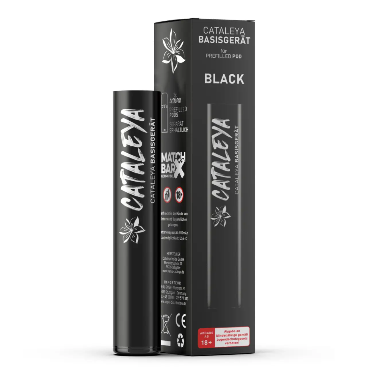 Cataleya by Samra Basisgerät in Schwarz für Prefilled Pods - Mehrweg Vape - MatchBar X kompatibel