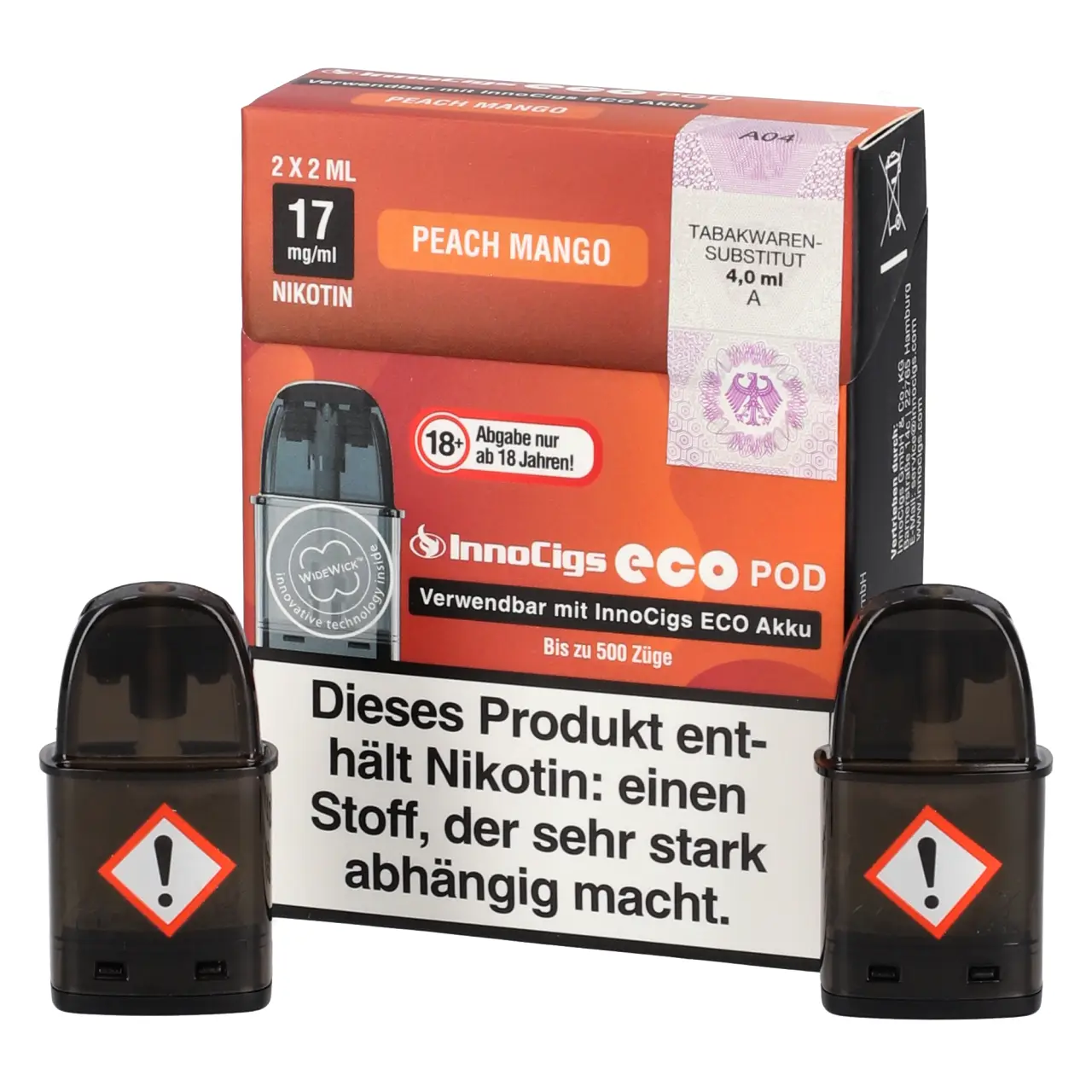 Peach Mango - Innocigs Eco Pod befüllt mit 2ml Liquid - für ECO Akku - 2er Packung