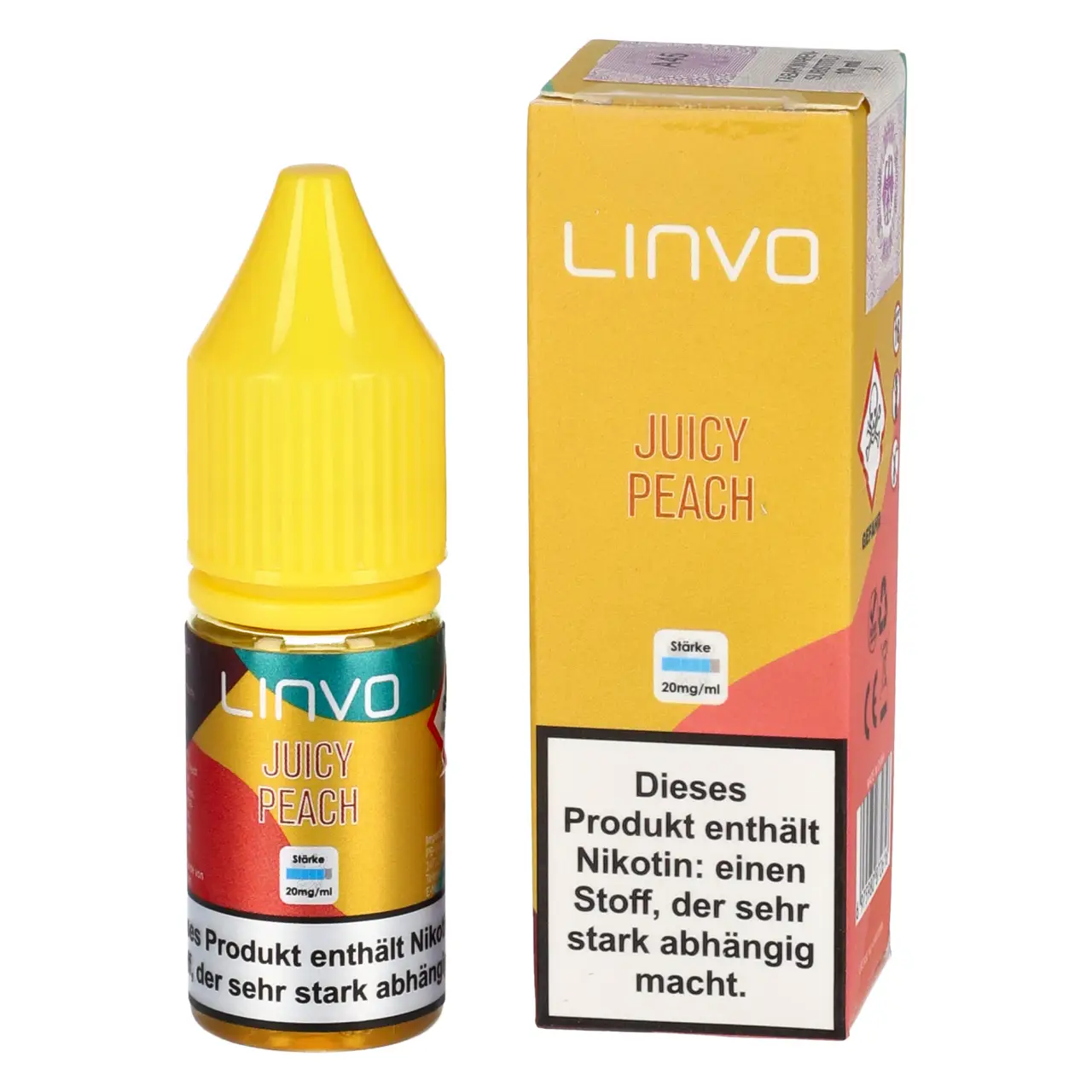 Linvo Liquid Pfirsich (Peach Ice) Nikotinsalz, 10ml Juicy Peach - Linvo Nikotinsalz Liquid für Mehrweg Vape - 10ml