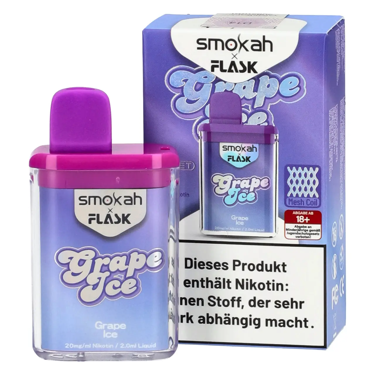 Smokah x Flask Pocket Traube Ice (Grape Ice) Einweg Vape Grape Ice - Smokah x Flask Pocket Einweg Vape
