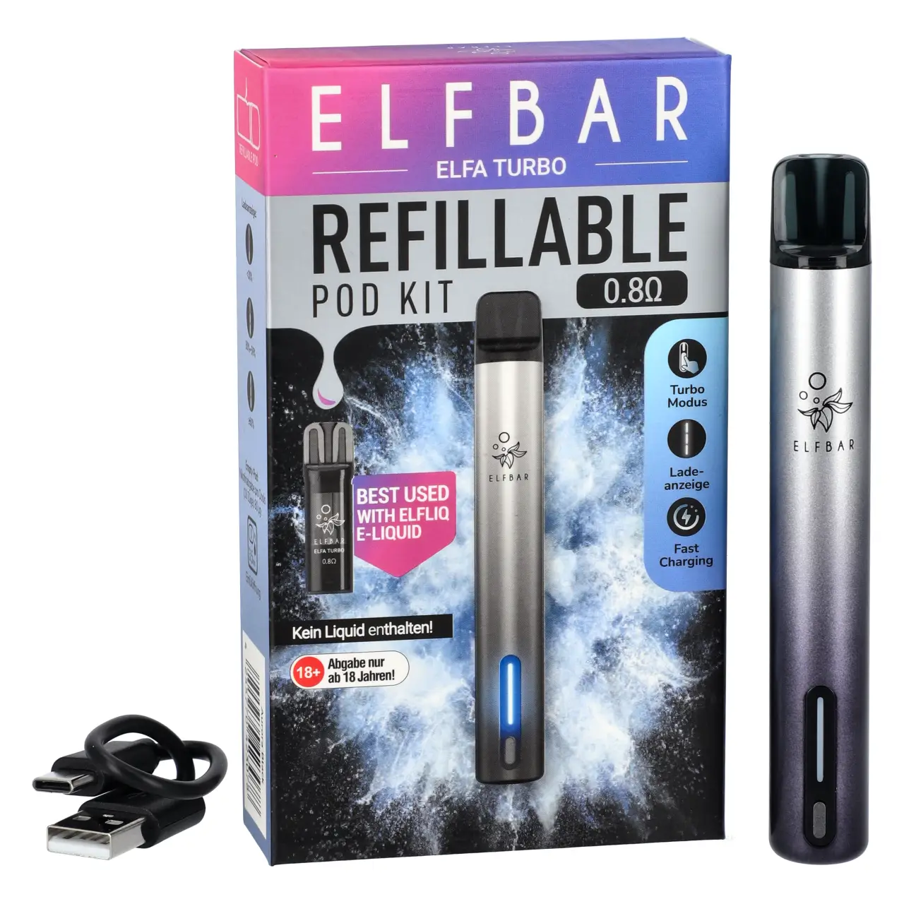 Elfbar Elfa Turbo Pod Kit E-Zigaretten-Set in Aurora Black