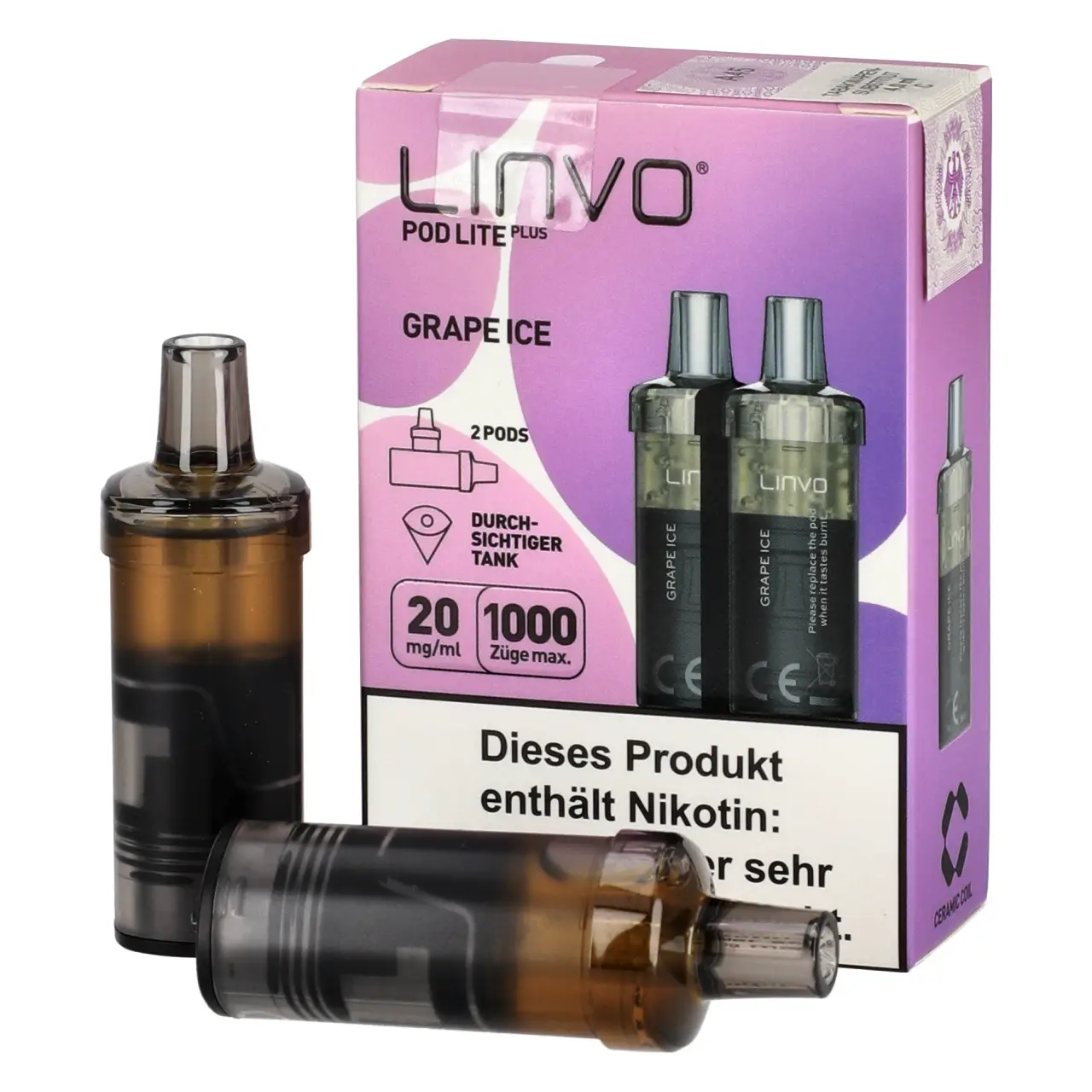 Linvo Pod Lite Plus kühle Traube (Grape Ice) 2ml Liquid Pods, 2-er Pack Grape Ice - Linvo Pod Lite Plus Prefilled Pod - 2er Packung
