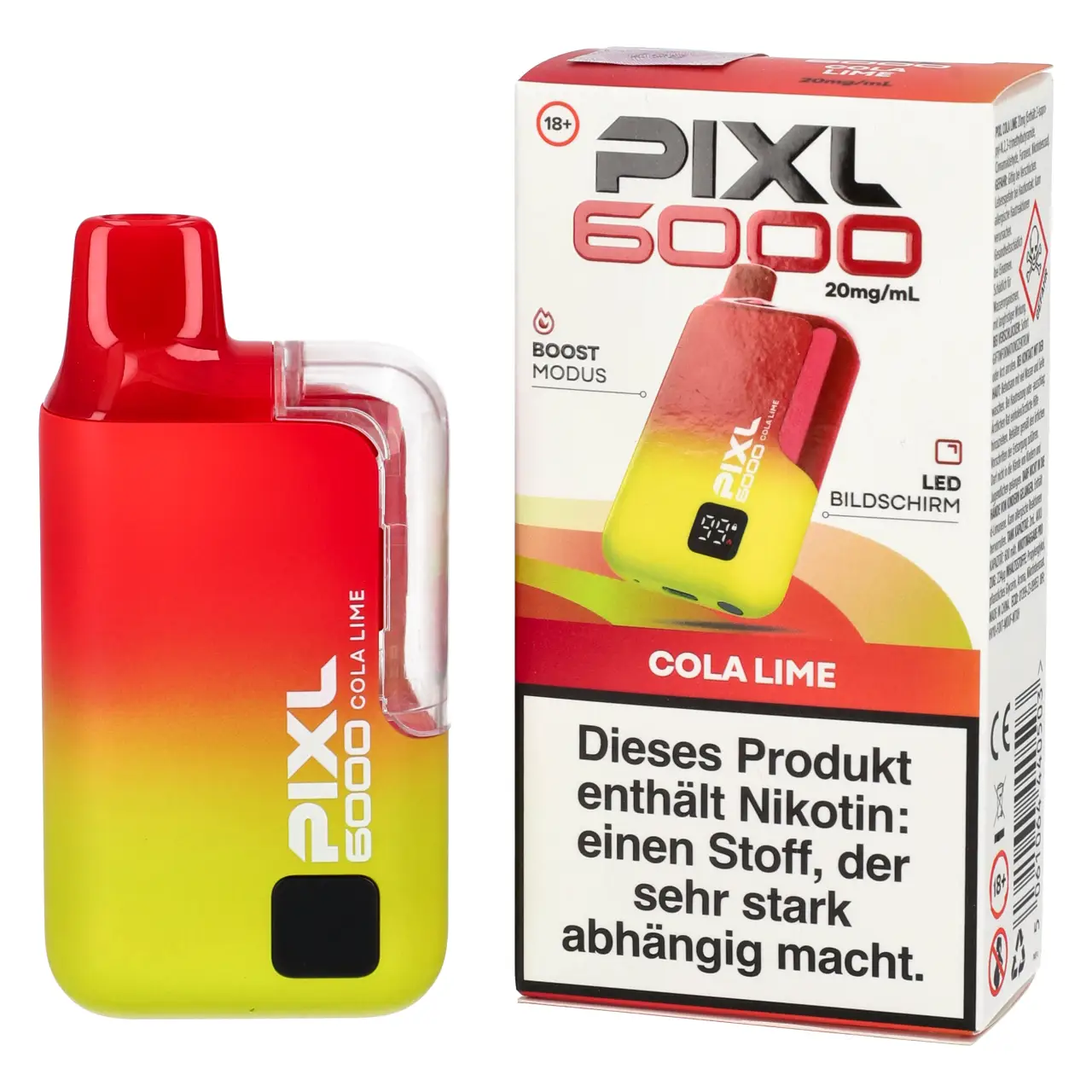 Pixl 6000 Vape Cola Limette (Cola Lime) Basisgerät - befüllt mit 2ml Liquid Pixl 6000 Vape Cola Lime Basisgerät