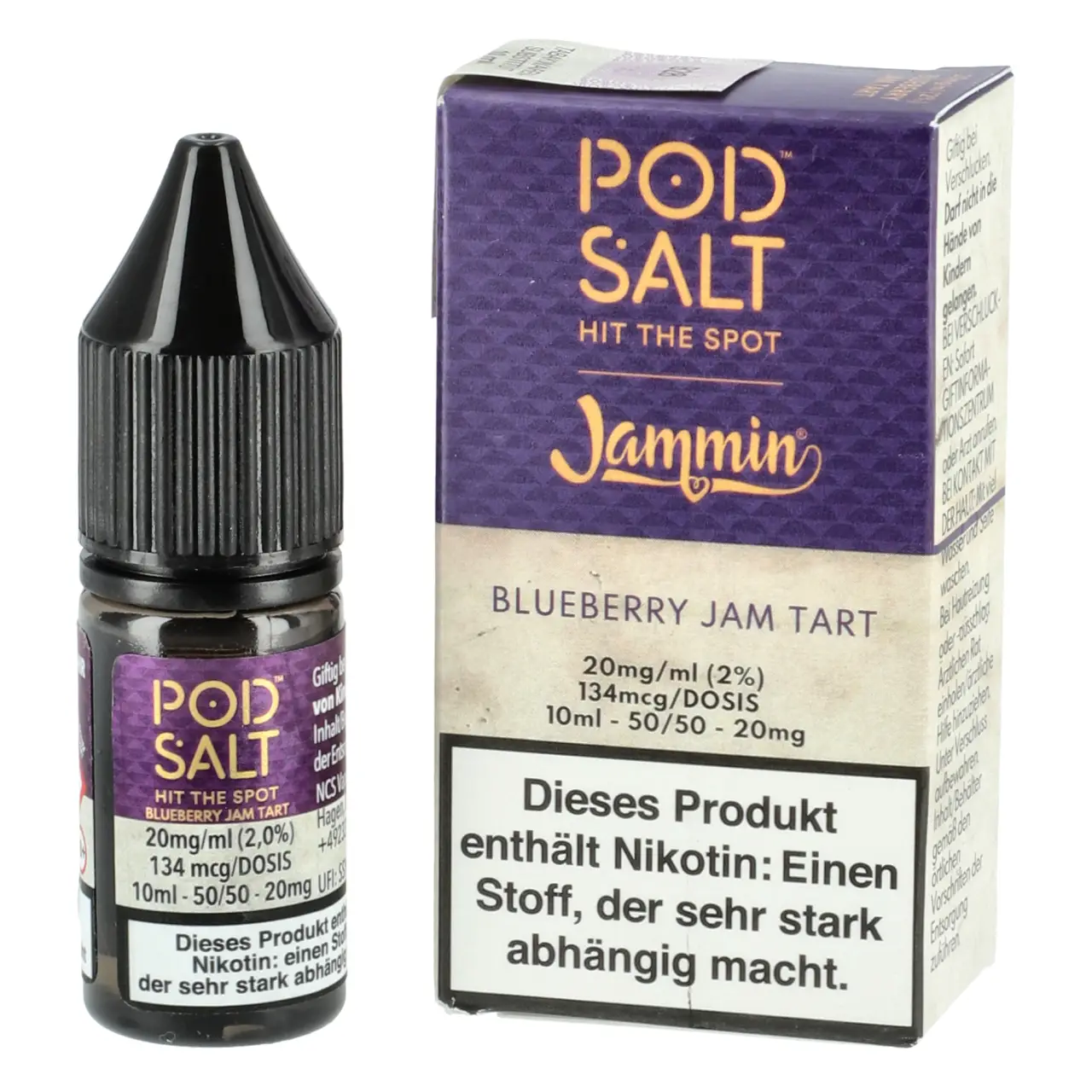 Pod Salt Fusion Streuselkuchen Blaubeermarmelade (Jammin - Blueberry Jam Tart) Nikotinsalz Liquid, 1 Jammin - Blueberry Jam Tart - Pod Salt Fusion Nikotinsalz Liquid 10ml