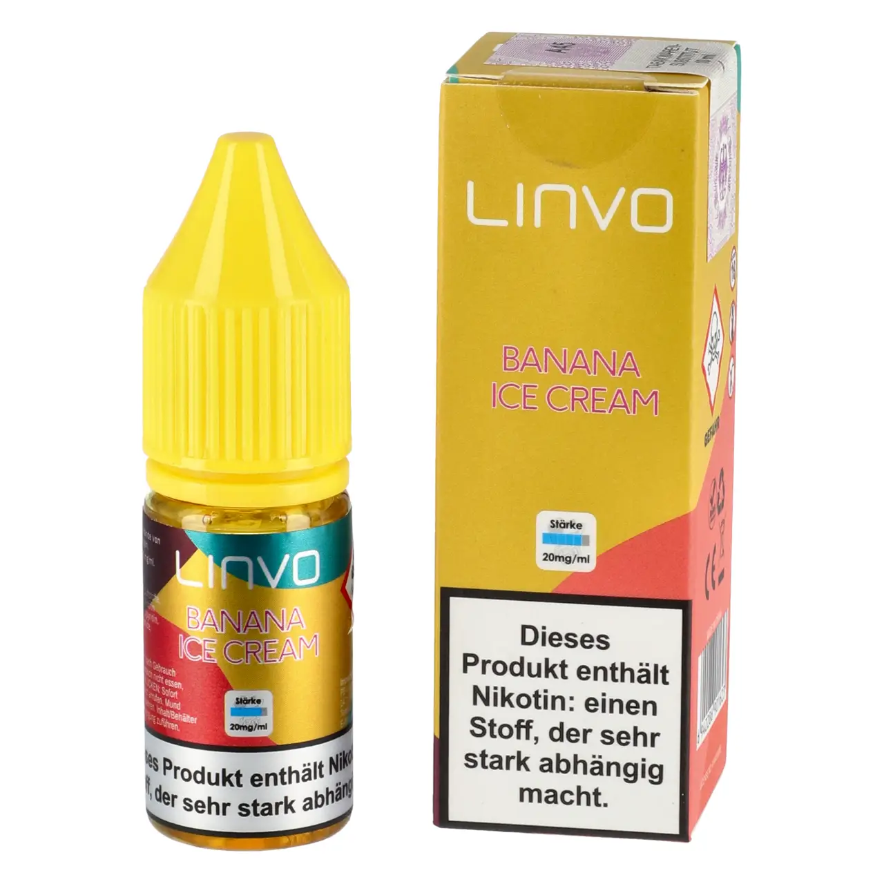 Linvo Liquid Banane Eiscreme (Banana Ice Cream) Nikotinsalz, 10ml Banana Ice Cream - Linvo Nikotinsalz Liquid für Mehrweg Vape - 10ml