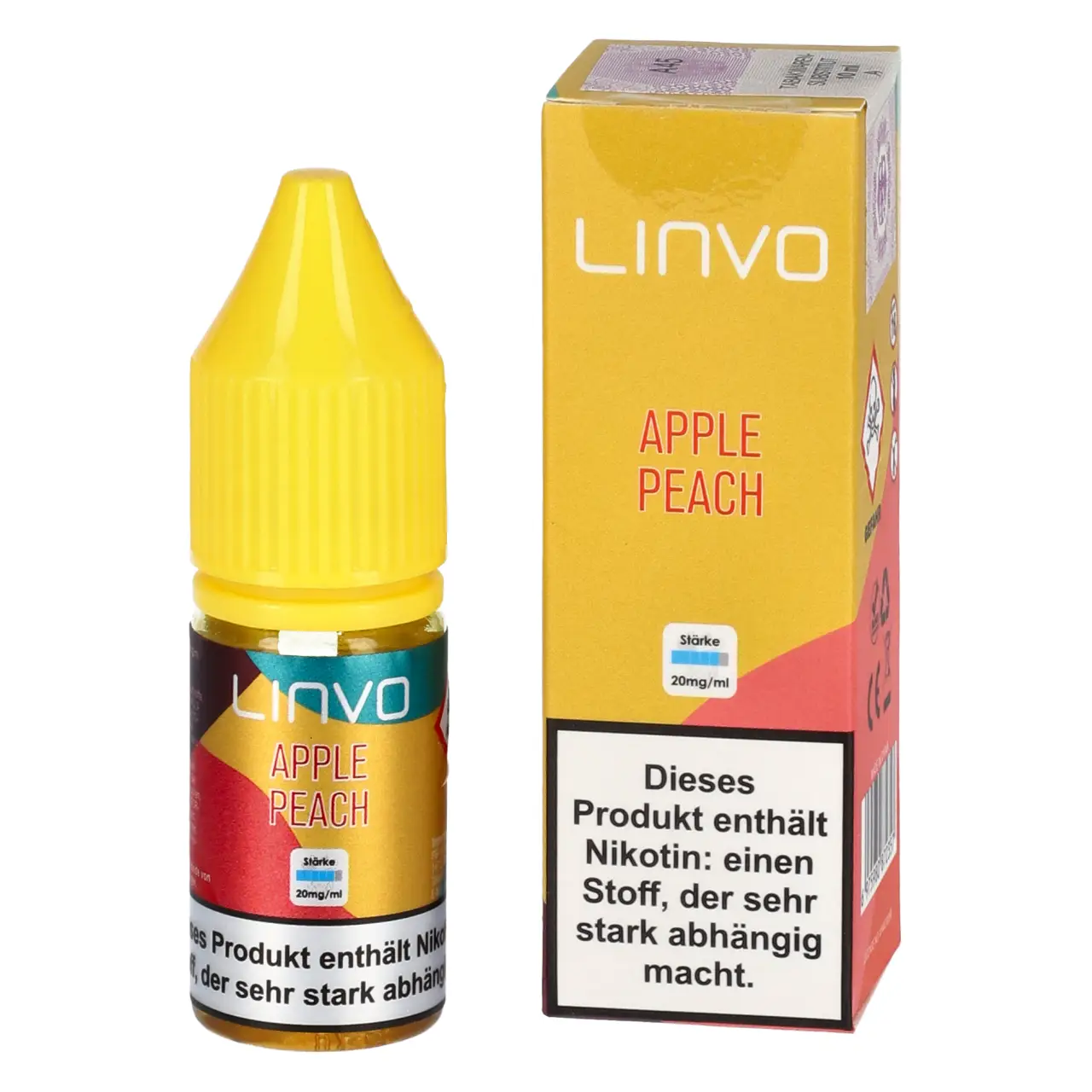 Linvo Liquid Apfel Pfirsich (Apple Peach) Nikotinsalz, 10ml Apple Peach - Linvo Nikotinsalz Liquid für Mehrweg Vape - 10ml