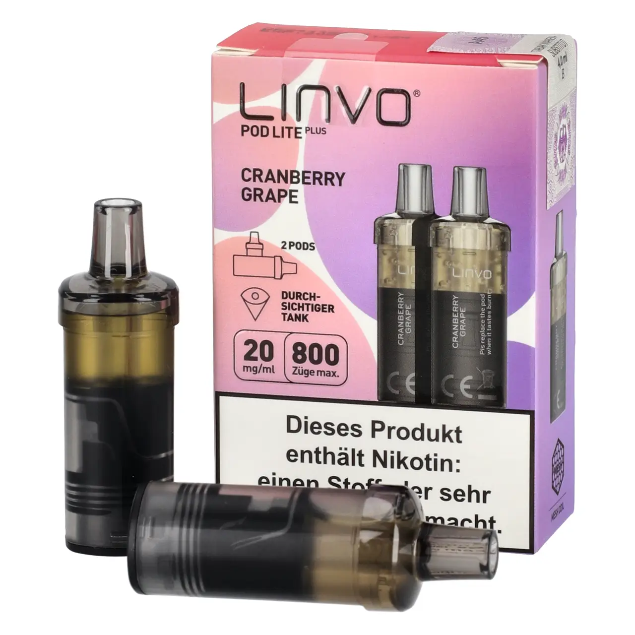 Linvo Pod Lite Plus Cranberry Traube (Cranberry Grape) 2ml Liquid Pods, 2-er Pack Cranberry Grape - Linvo Pod Lite Plus Prefilled Pod - 2er Packung