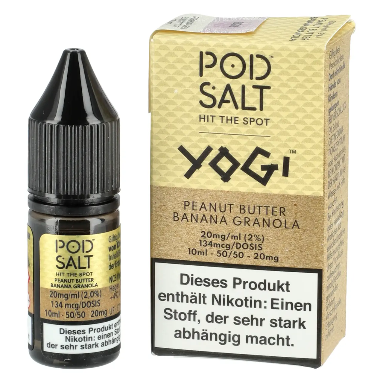 Pod Salt Fusion Cerealien Erdnuss Banane (Yogi - Peanut Butter Banana Granola) Nic-Salt Liquid, 10ml Yogi - Peanut Butter Banana Granola - Pod Salt Fusion Nikotinsalz Liquid 10ml