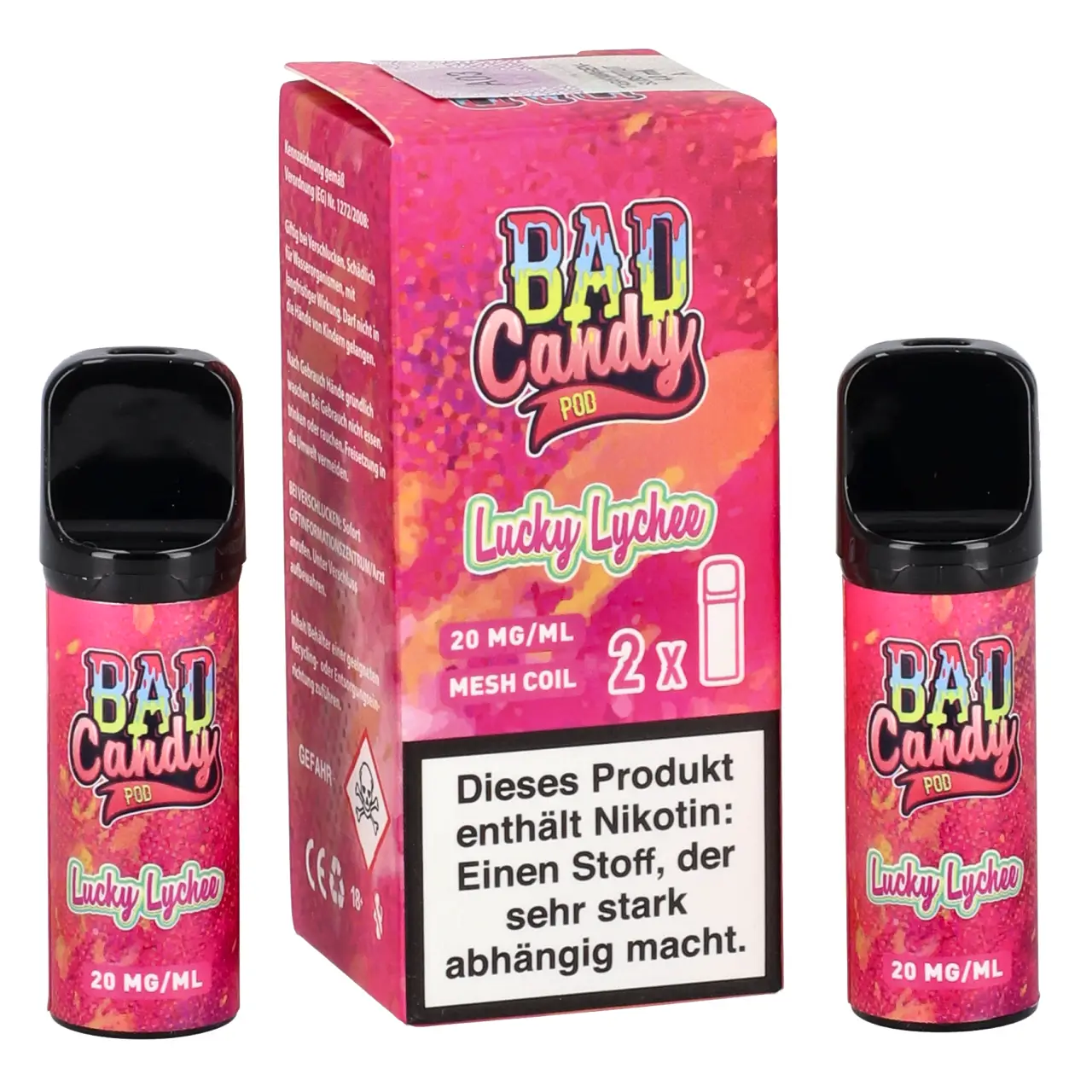 Lucky Lychee - Bad Candy Pod für Mehrweg Vape - befüllt mit 2ml Liquid - ELFA kompatibel - 2er Packung