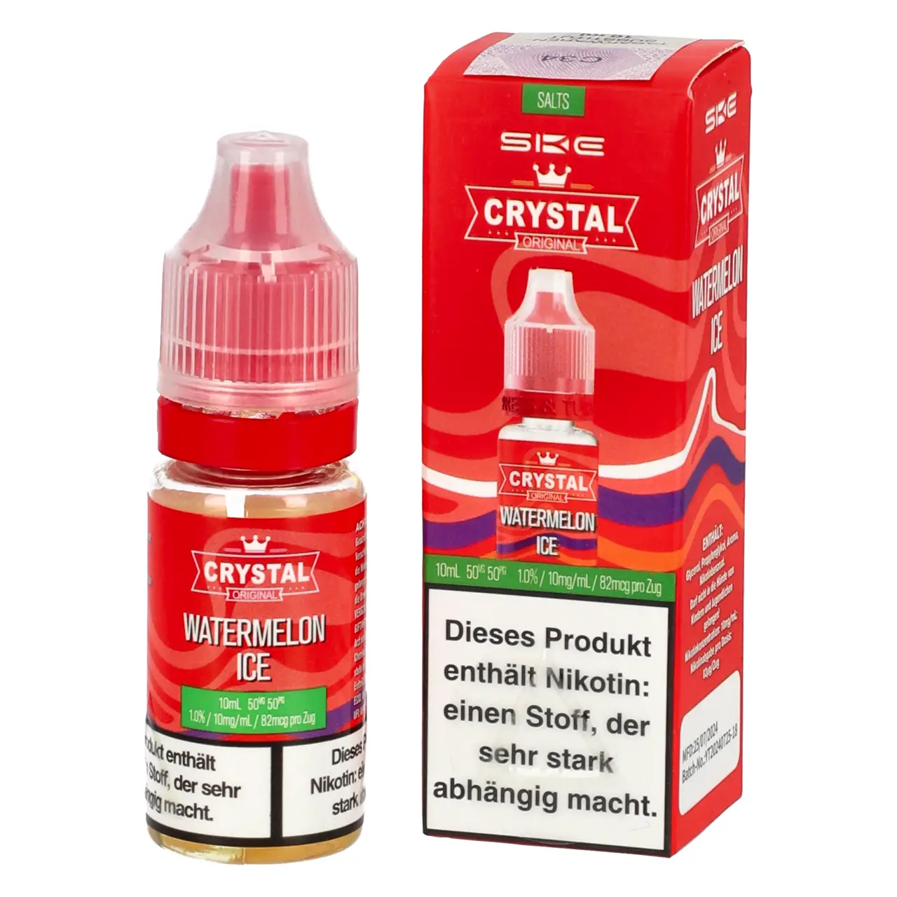 SKE Crystal Wassermelone Ice (Watermelon Ice) Nikotinsalz Liquid, 10ml SKE Crystal Watermelon Ice Nikotinsalz Liquid