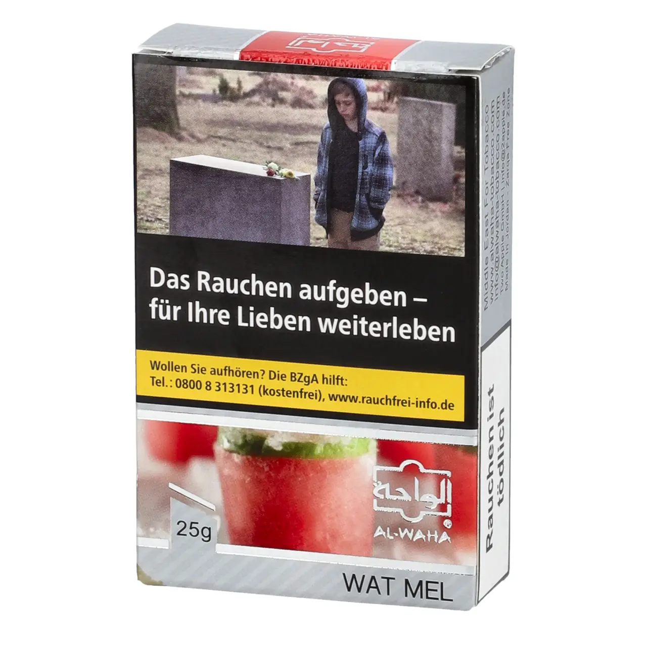 Al Waha Wassermelone (Wat Mel) Shisha Tabak, 25g Al Waha Shisha Tabak Wat Mel - Wassermelone