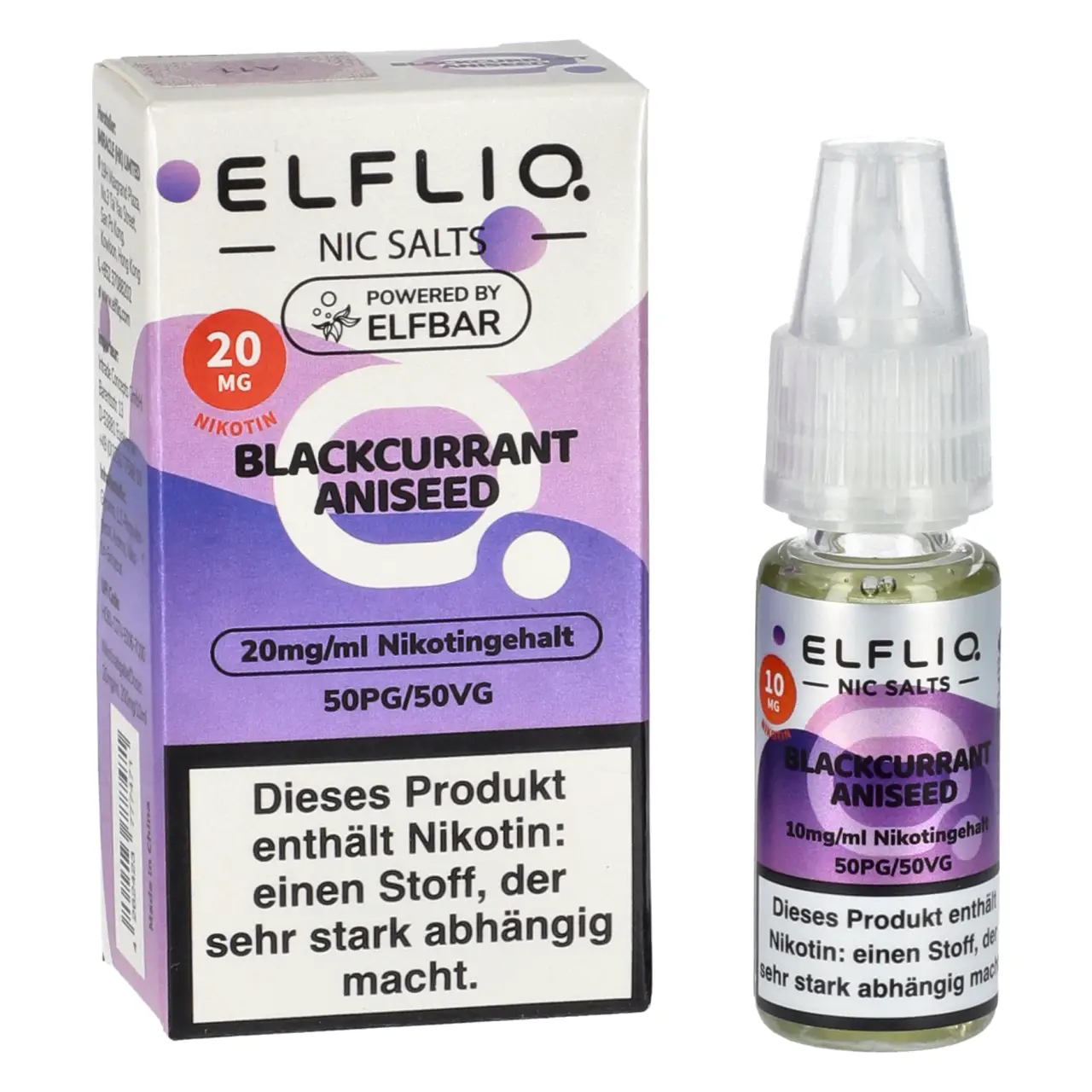 Elfliq schwarze Johannisbeere Anis (Blackcurrant Aniseed) Nikotinsalz Liquid, 10ml Blackcurrant Aniseed - Elfliq by Elfbar Nikotinsalz Liquid für Mehrweg Vape - 10ml