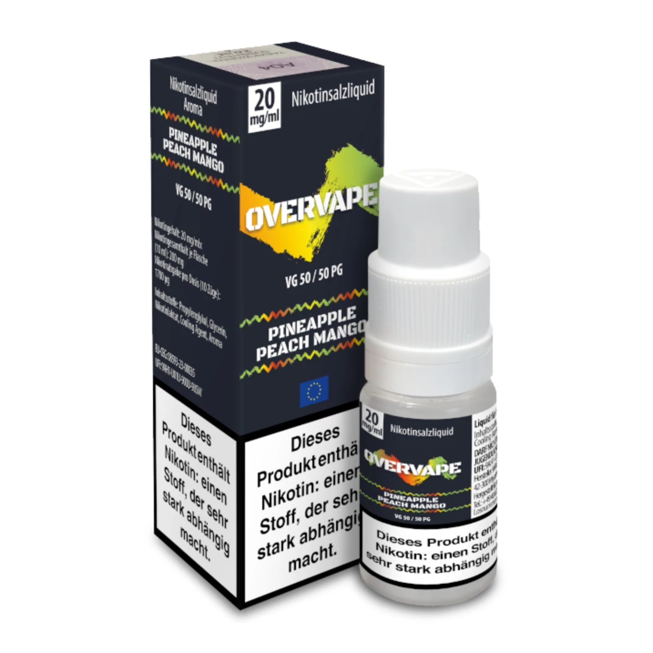 Overvape Ananas Pfirsich Mango (Pineapple Peach Mango) Nikotinsalz, 10ml Overvape Pineapple Peach Mango Nikotinsalz Liquid