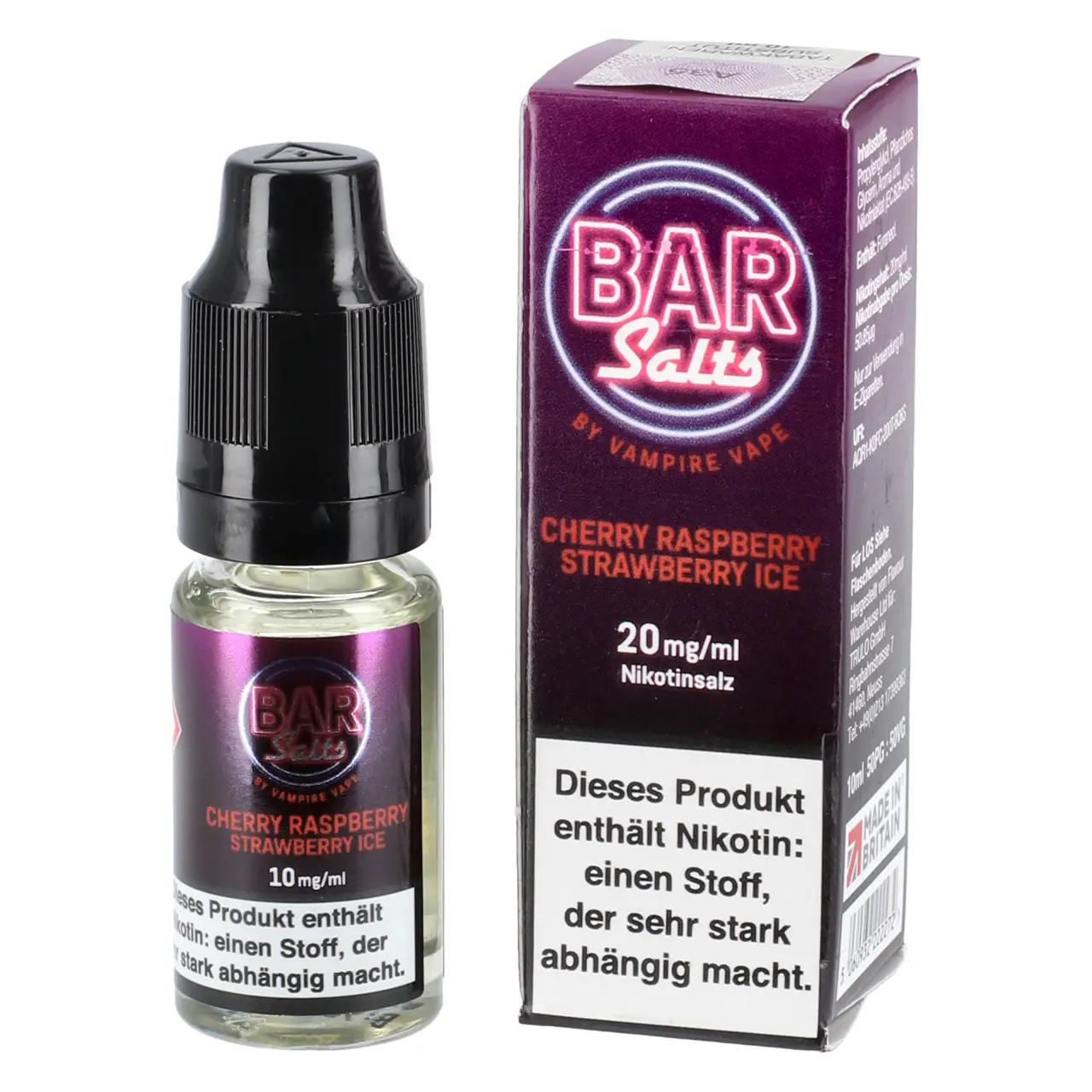 Cherry Raspberry Strawberry Ice - Bar Salts Nikotinsalz Liquid by Vampire Vape - 10ml