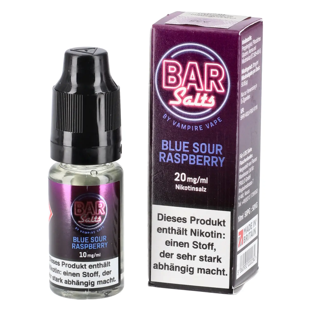 Blue Sour Raspberry - Bar Salts Nikotinsalz Liquid by Vampire Vape - 10ml