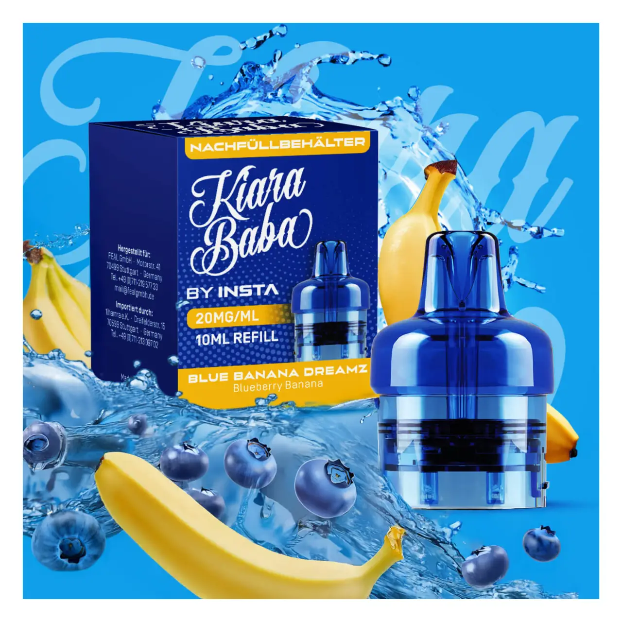 Kiara Baba 10K - Blue Banana Dreamz - Blaubeere Banane - Refill Container mit 10ml Liquid Kiara Baba - Blue Banana Dreamz